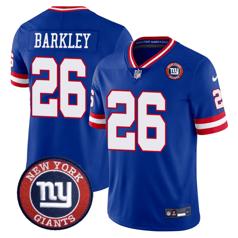 Hunk Wear - Giants Logo Patch Limited Jersey – All Stitched – Royal – Saquon Barkley Jersey