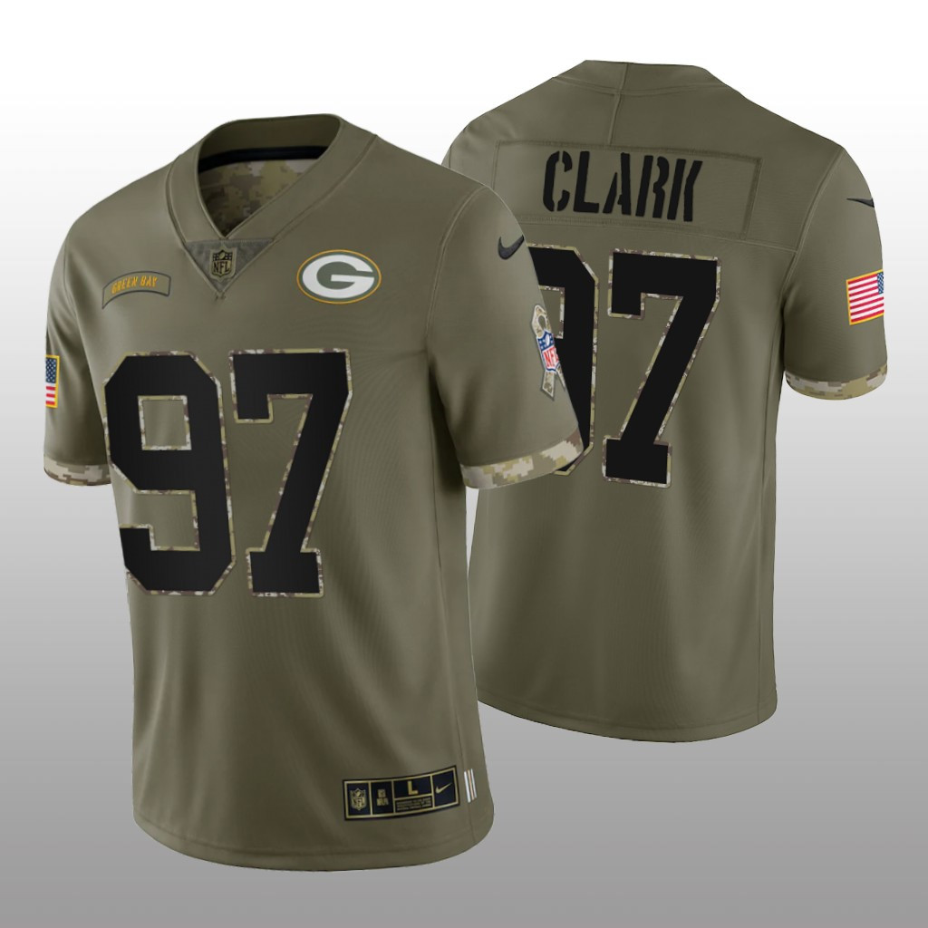 Hunk Wear - Green Bay Packers Kenny Clark Olive Jersey Salute To Service - Men's
