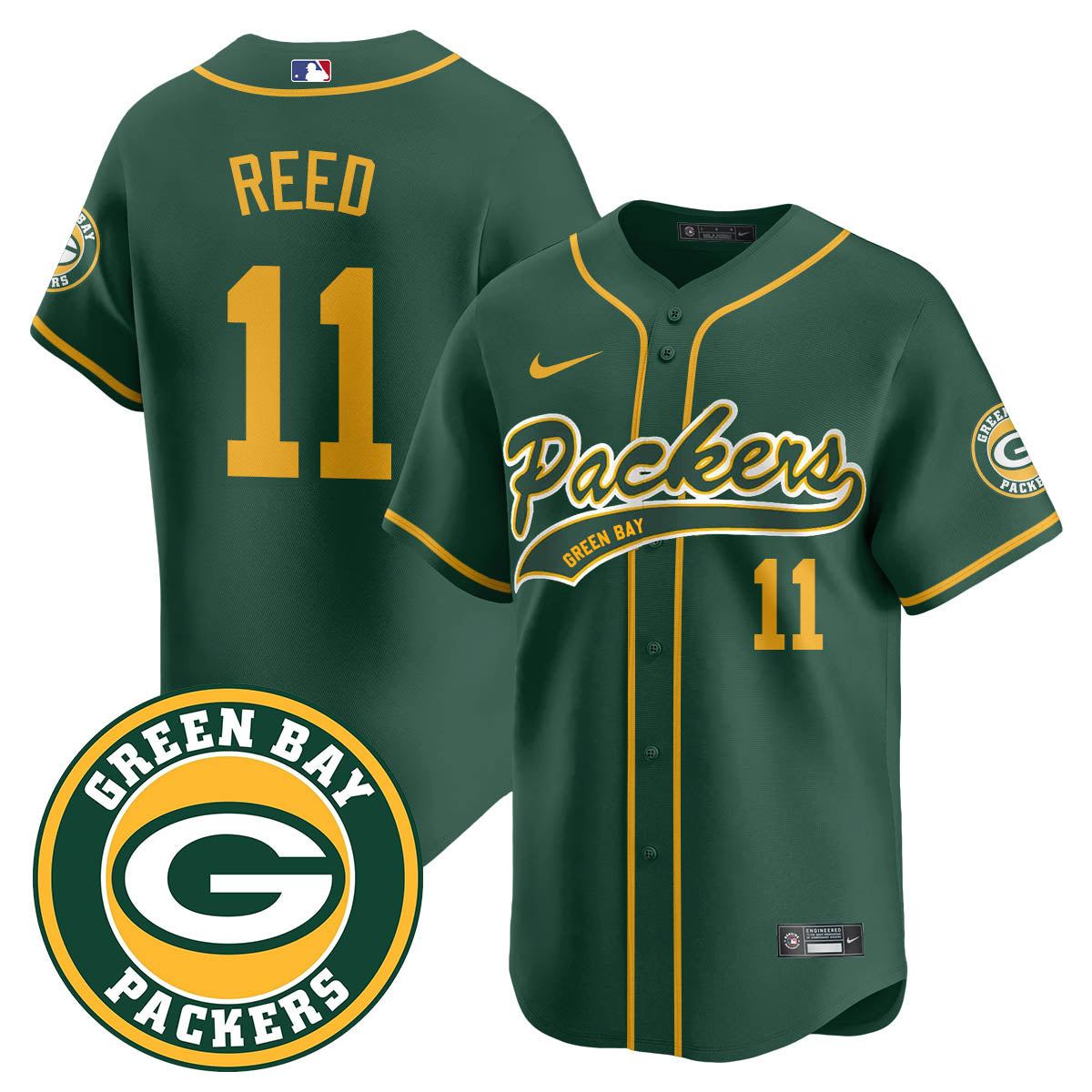 Hunk Wear - Green Bay Packers Limited Baseball Jersey – All Stitched Green Jersey