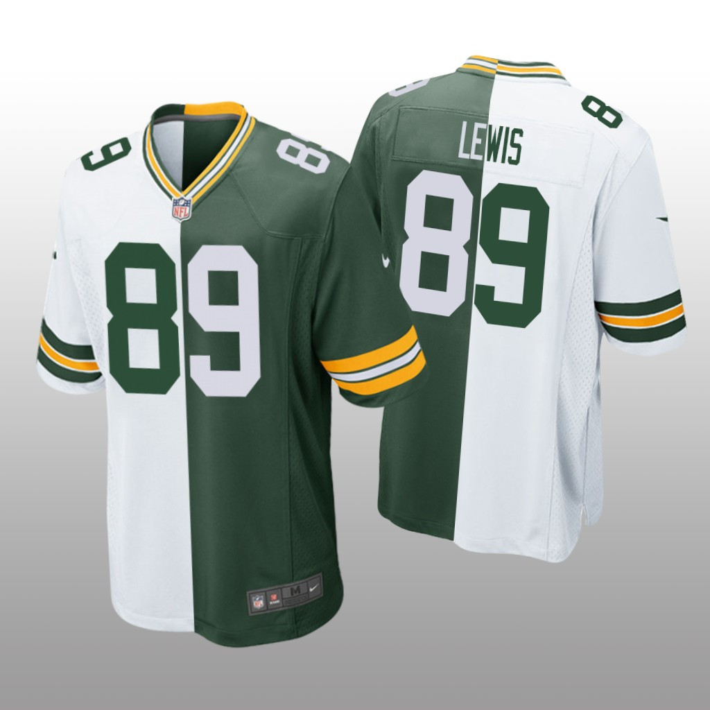 Hunk Wear - Green Bay Packers Marcedes Lewis Green White Two Tone Jersey Split - Men's