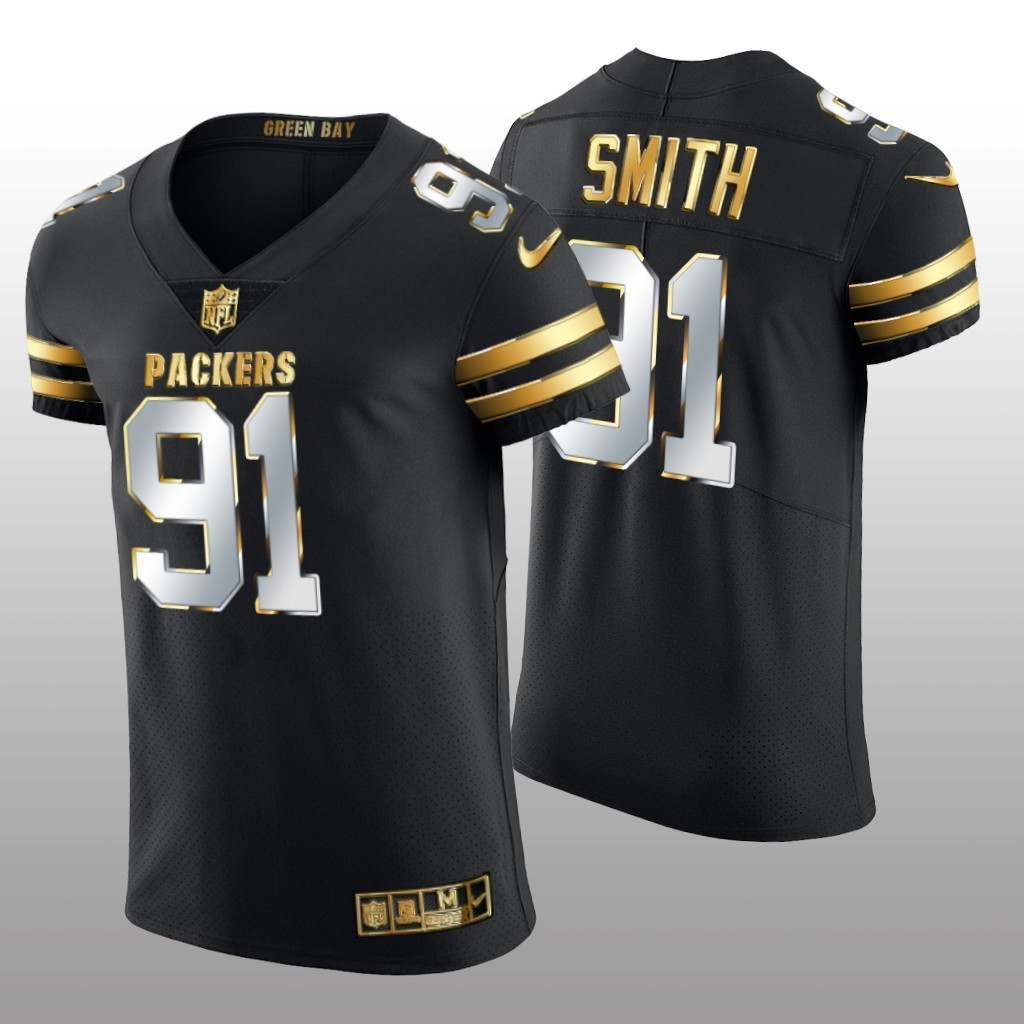 Hunk Wear - Green Bay Packers Preston Smith Black Elite Jersey Golden Edition Men's