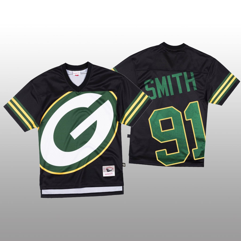 Hunk Wear - Green Bay Packers Preston Smith Mitchell & Ness Black Jersey Big Face - Men's