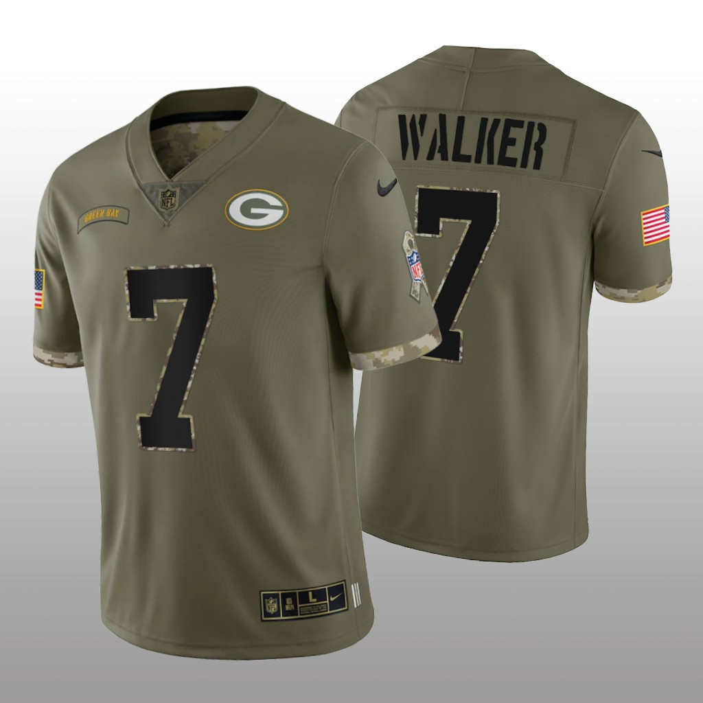 Hunk Wear - Green Bay Packers Quay Walker Olive Jersey Salute To Service - Men's