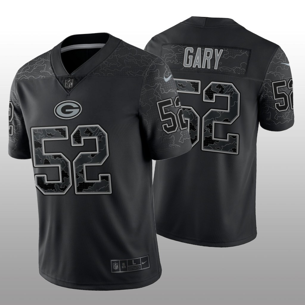 Hunk Wear - Green Bay Packers Rashan Gary Black Jersey Reflective Limited - Men's