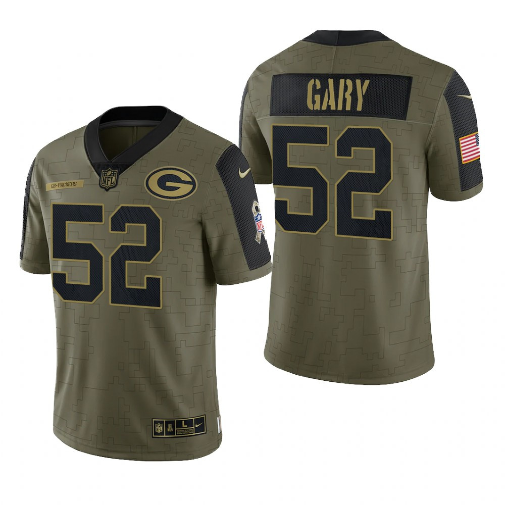 Hunk Wear - Green Bay Packers Rashan Gary Olive Limited Jersey Salute To Service - Men's