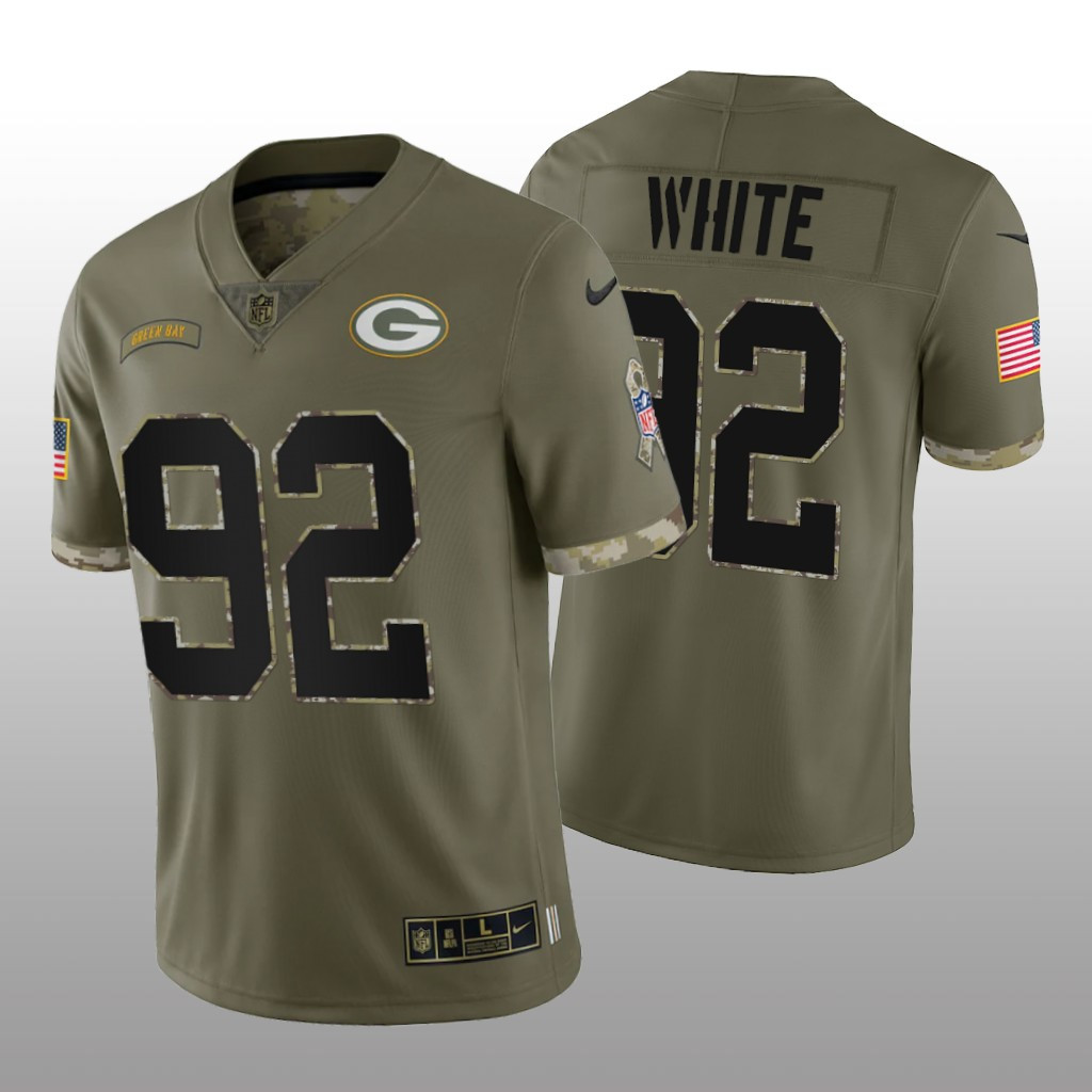 Hunk Wear - Green Bay Packers Reggie White Olive Jersey Salute To Service - Men's