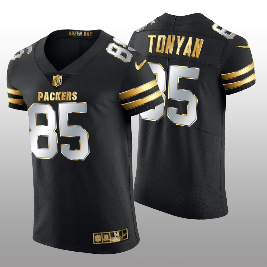 Hunk Wear - Green Bay Packers Robert Tonyan Black Elite Jersey Golden Edition Men's