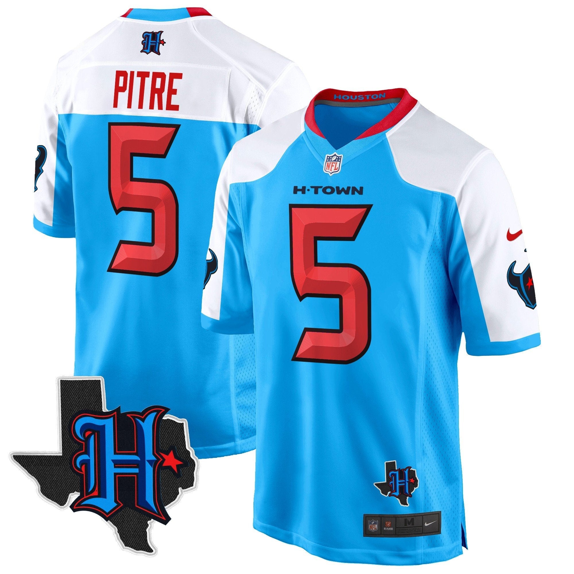 Hunk Wear - Houston Texans 2024 Texas Patch Game Jersey – All Stitched – Blue Alternate – Jalen Pitre Jersey