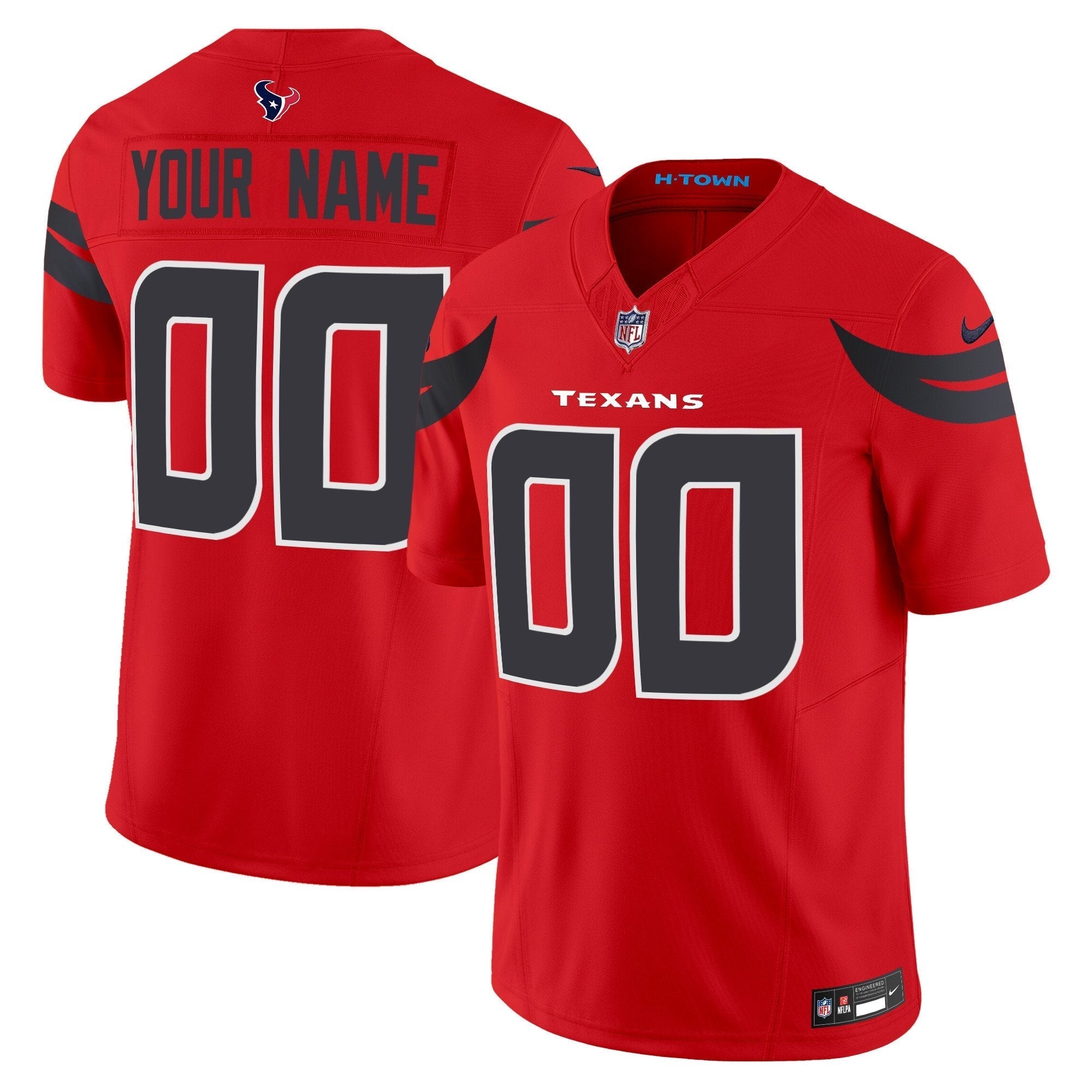 Hunk Wear - Houston Texans 2024 Vapor Limited Custom Jersey V2 – All Stitched – Red Jersey
