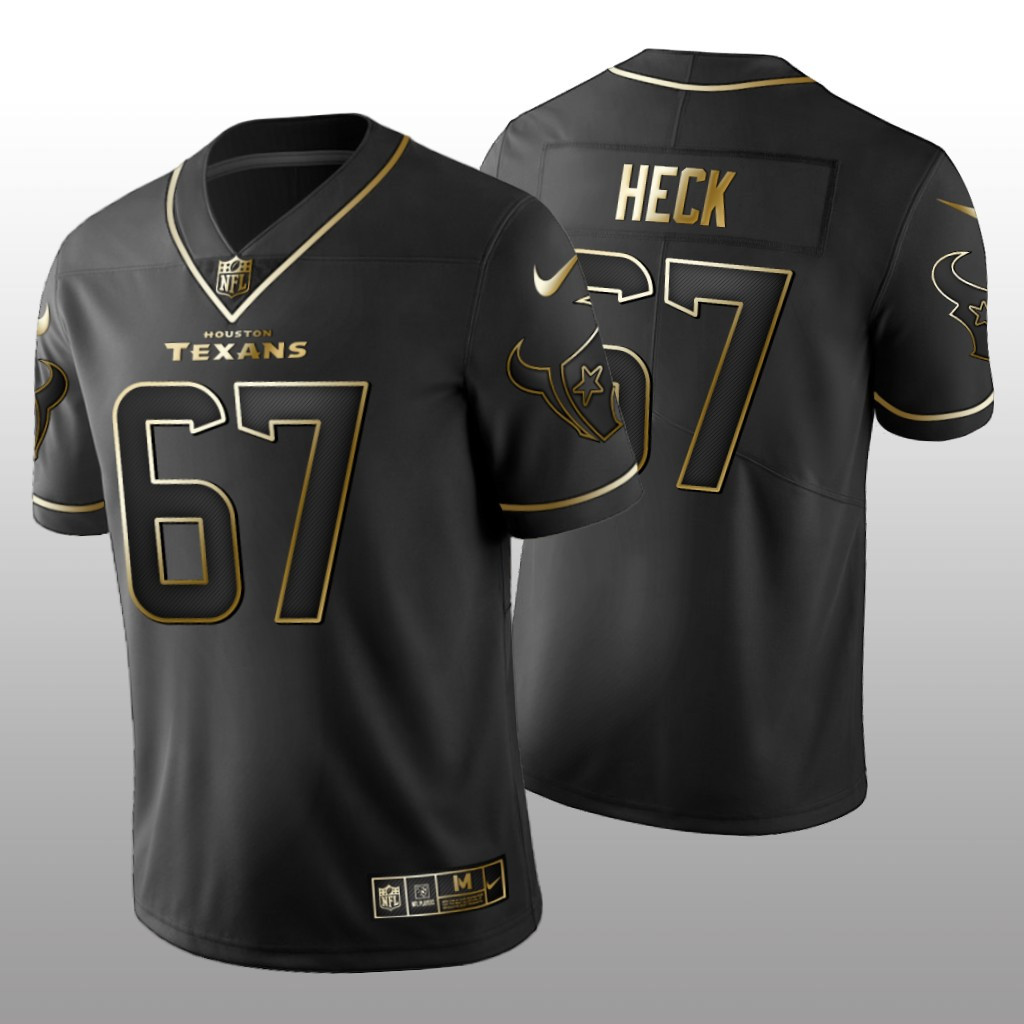 Hunk Wear - Houston Texans Charlie Heck Black Jersey Golden Edition Men's
