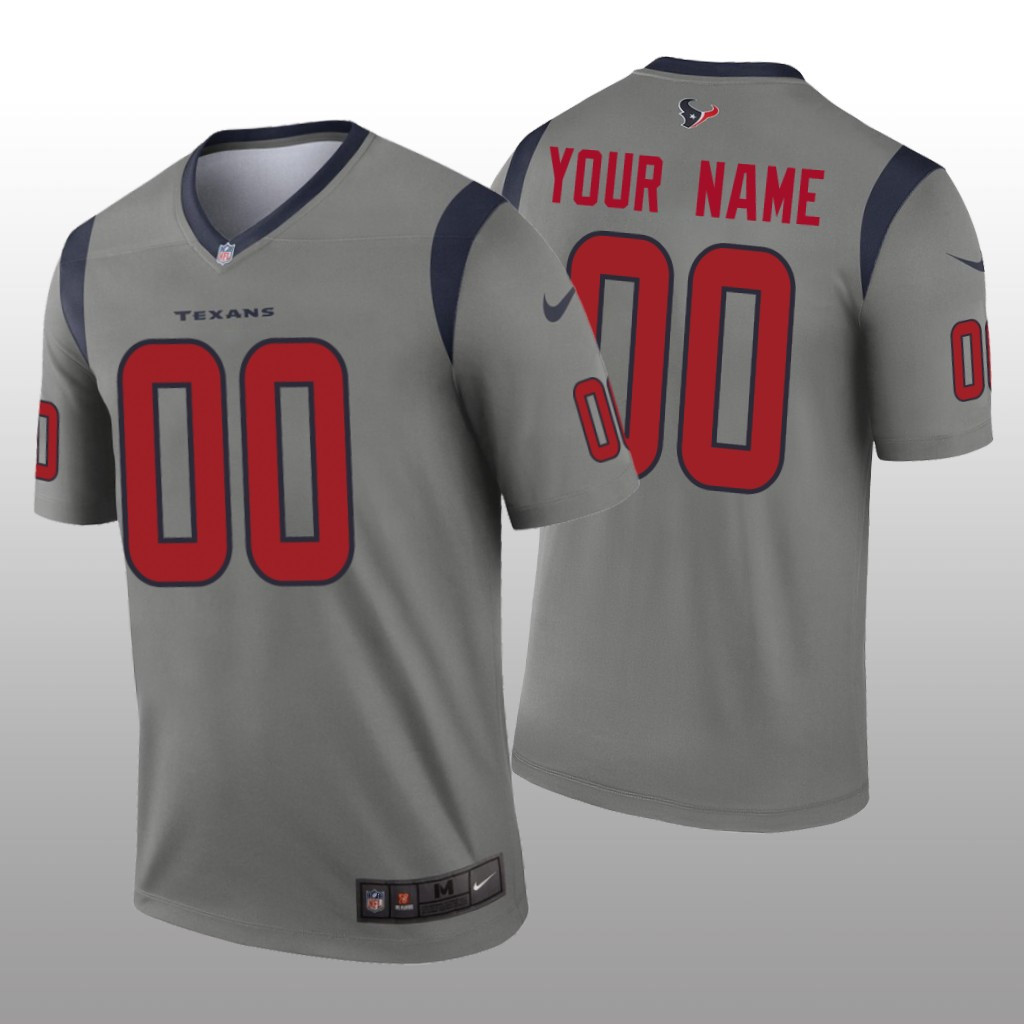 Hunk Wear - Houston Texans Custom Gray Jersey Inverted Legend - Men's