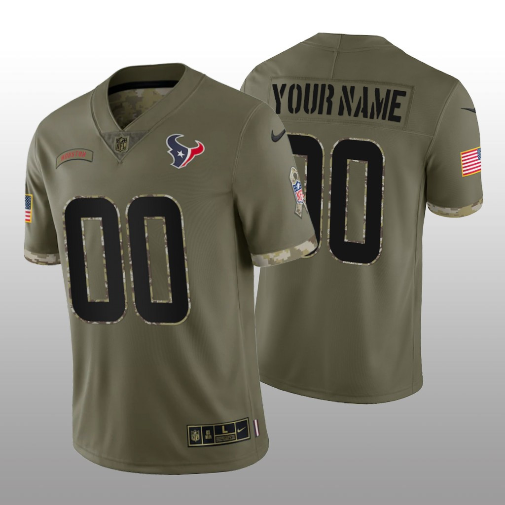 Hunk Wear - Houston Texans Custom Olive Limited Jersey Salute To Service - Men's