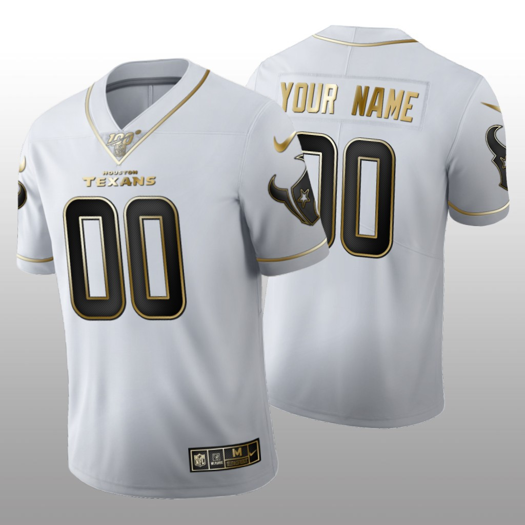 Hunk Wear - Houston Texans Custom White Golden Edition Jersey 100th Season Men's