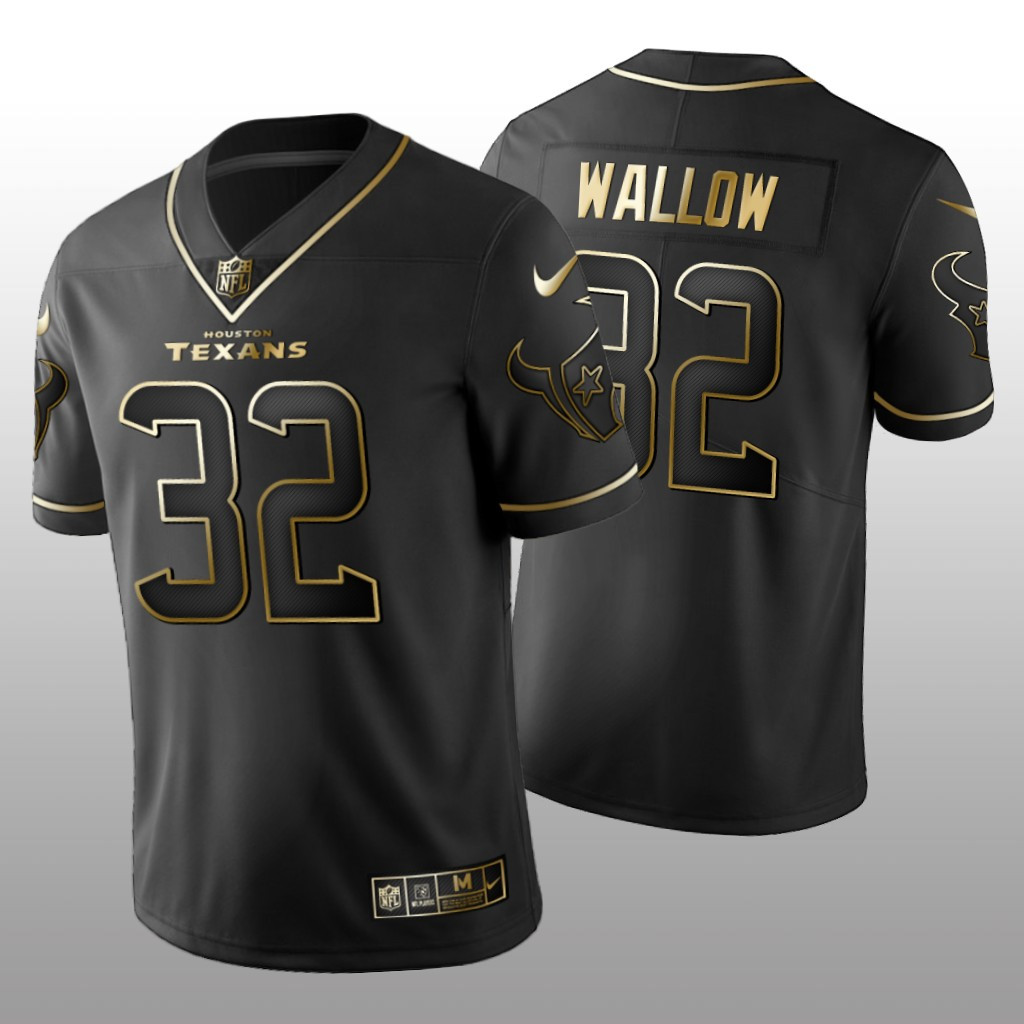 Hunk Wear - Houston Texans Garret Wallow Black Jersey Golden Edition Men's