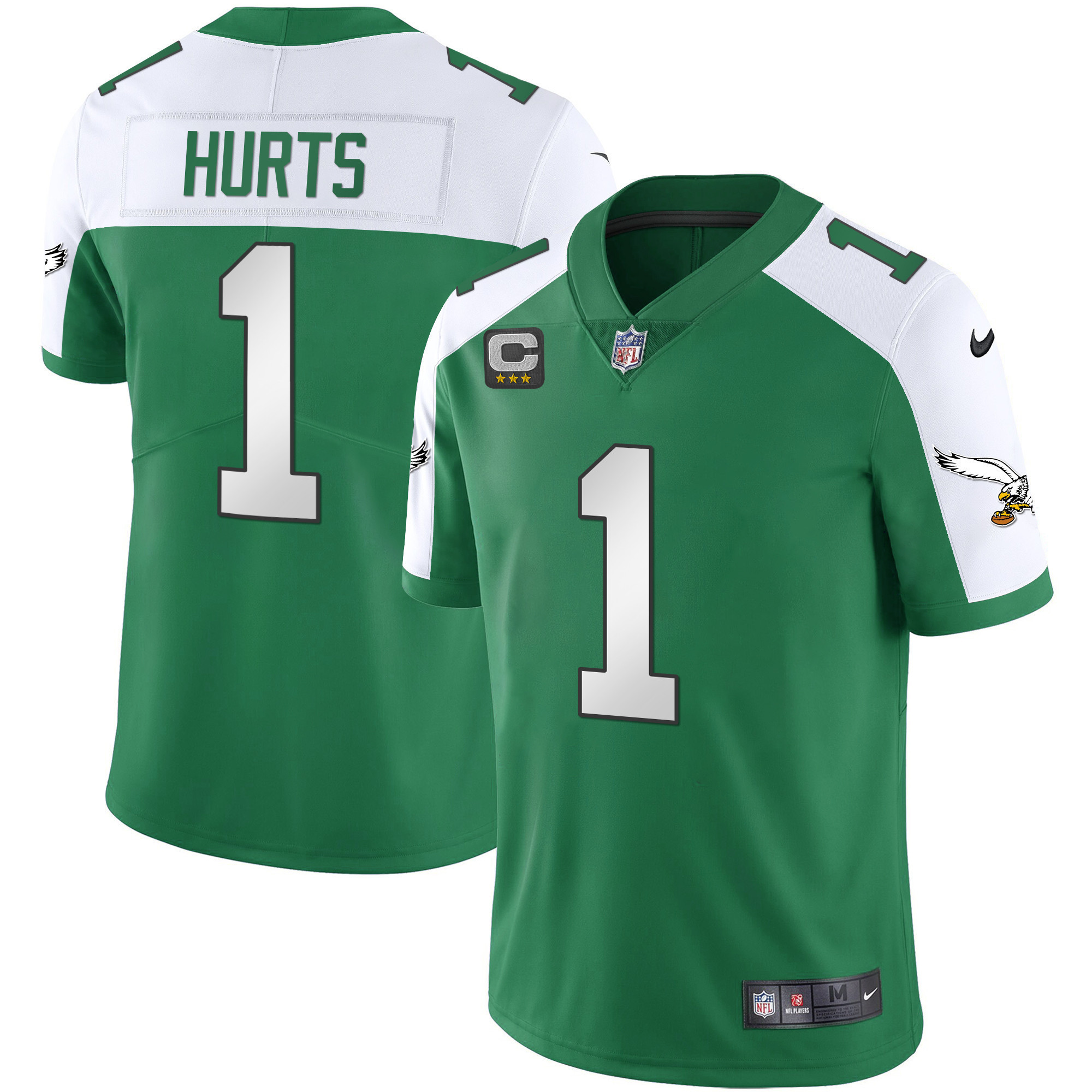 Hunk Wear - Jalen Hurts Men's Philadelphia Eagles Alternate Kelly Green & Gold Jersey