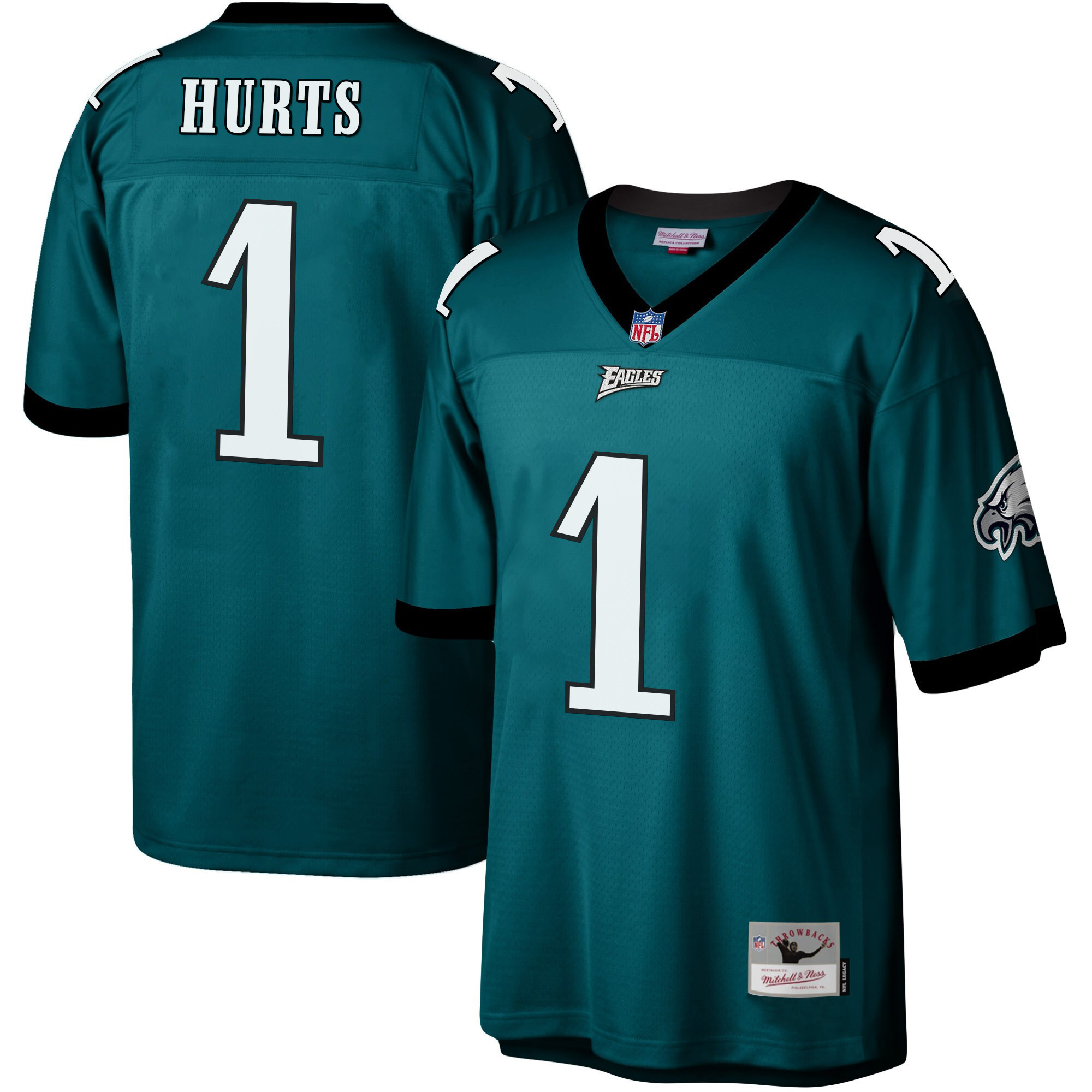 Hunk Wear - Jalen Hurts Men's Philadelphia Eagles Big & Tall Legacy Midnight Green Jersey