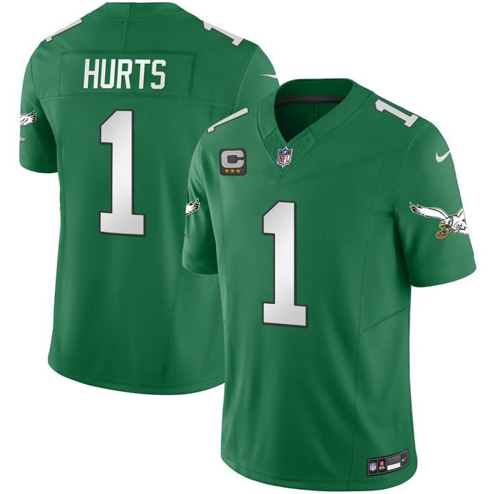 Hunk Wear - Jalen Hurts Men's Philadelphia Eagles Throwback Kelly Vapor Limited V2 Kelly Green Jersey