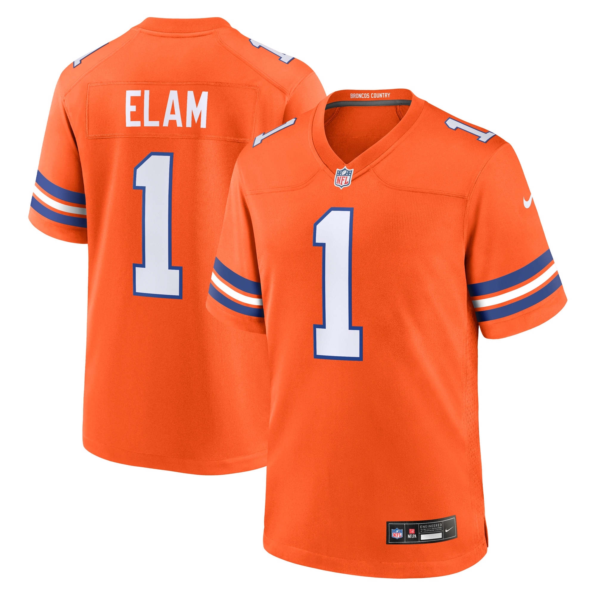 Hunk Wear - Jason Elam Denver Broncos Nike Mile High Collection 1977 Throwback Retired Player Game Jersey Orange
