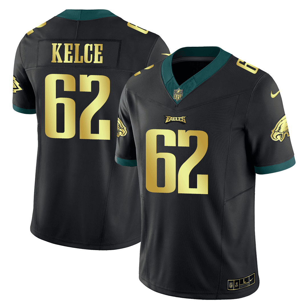 Hunk Wear - Jason Kelce Menï¿½s Philadelphia Eagles Kobe Bryant Black Gold Black Gold Trim Jersey
