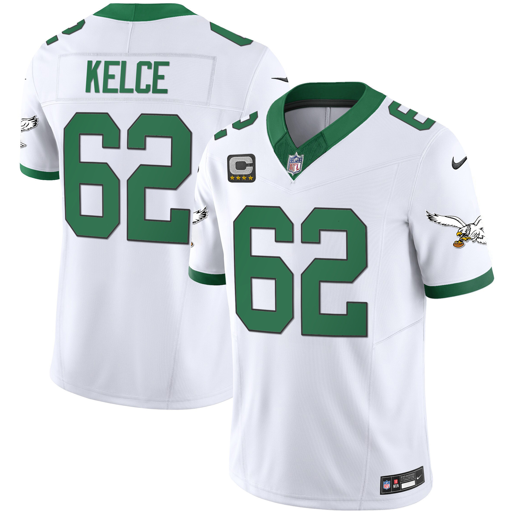 Hunk Wear - Jason Kelce Men's Philadelphia Eagles Kelly Green Vapor Limited Kelly White Jersey