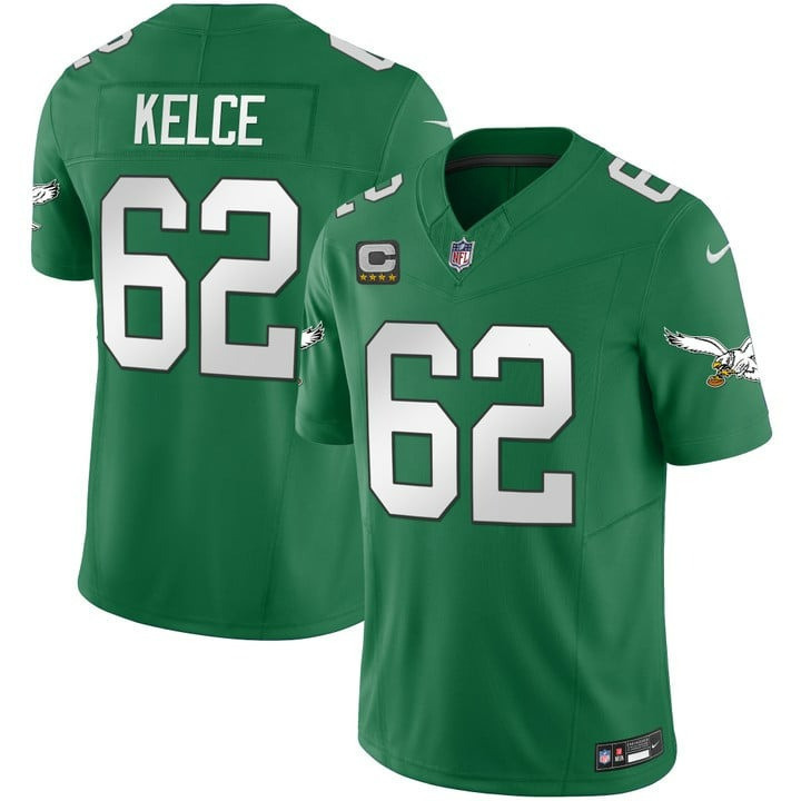 Hunk Wear - Jason Kelce Men's Philadelphia Eagles Throwback Kelly Vapor Limited V2 Kelly Green Jersey