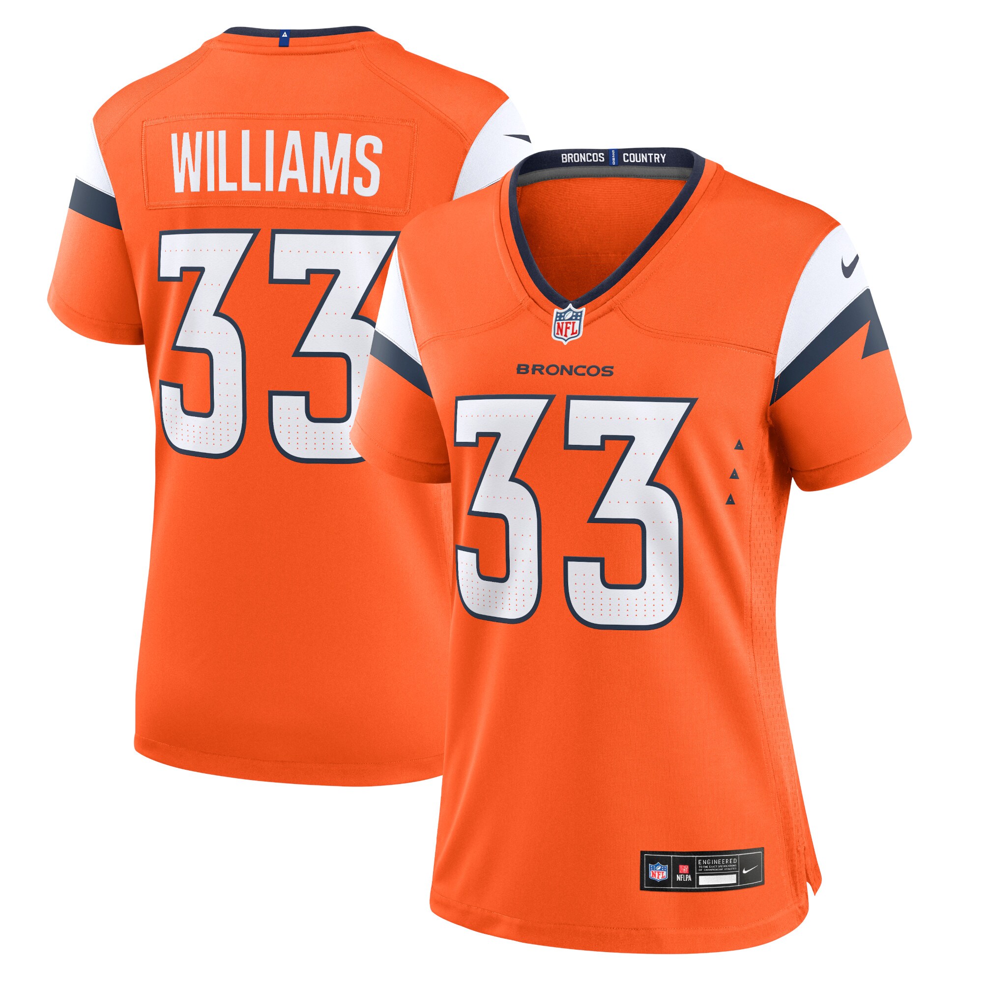Hunk Wear - Javonte Williams Denver Broncos Nike Women's Game Jersey ' Orange