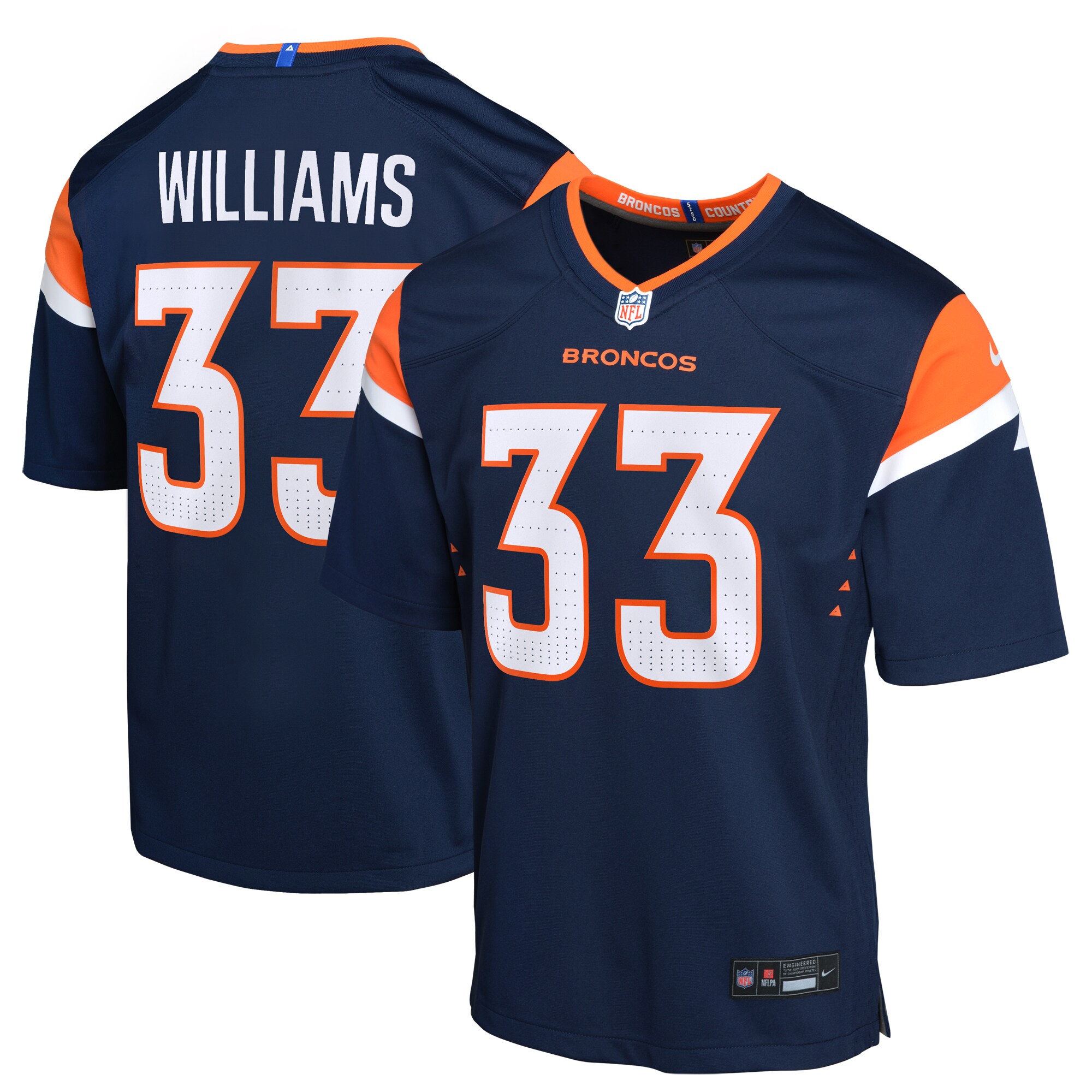 Hunk Wear - Javonte Williams Denver Broncos Nike Youth Alternate Game Jersey ' Navy