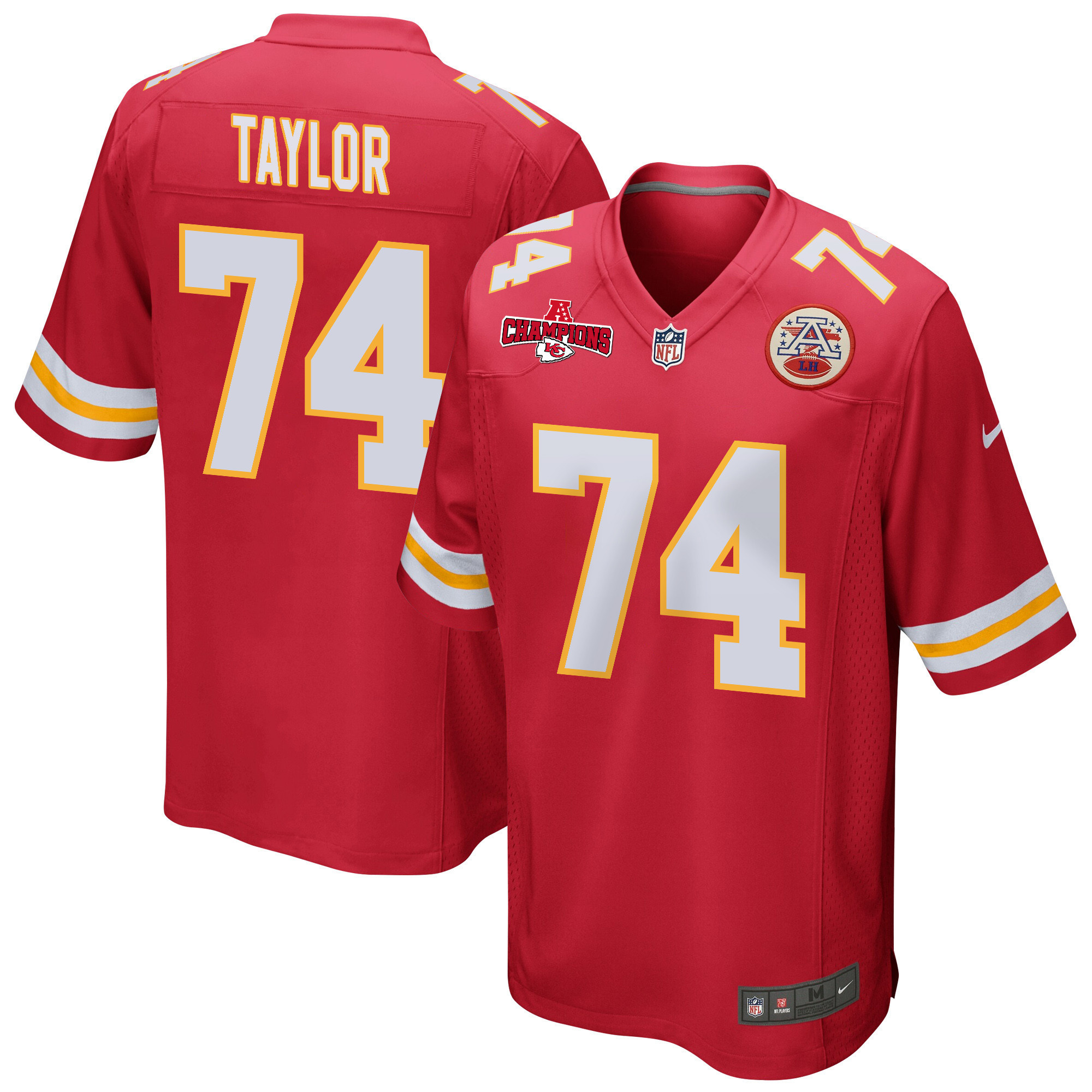 Hunk Wear - Jawaan Taylor 74 Kansas City Chiefs AFC Champions Patch Game Men Jersey ' Red