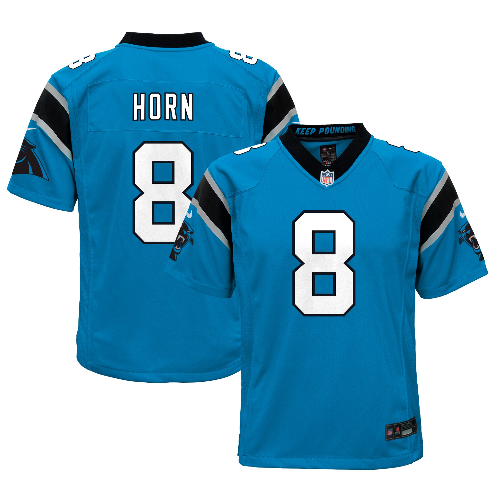 Hunk Wear - Jaycee Horn Carolina Panthers Nike Youth Game Jersey ' Blue