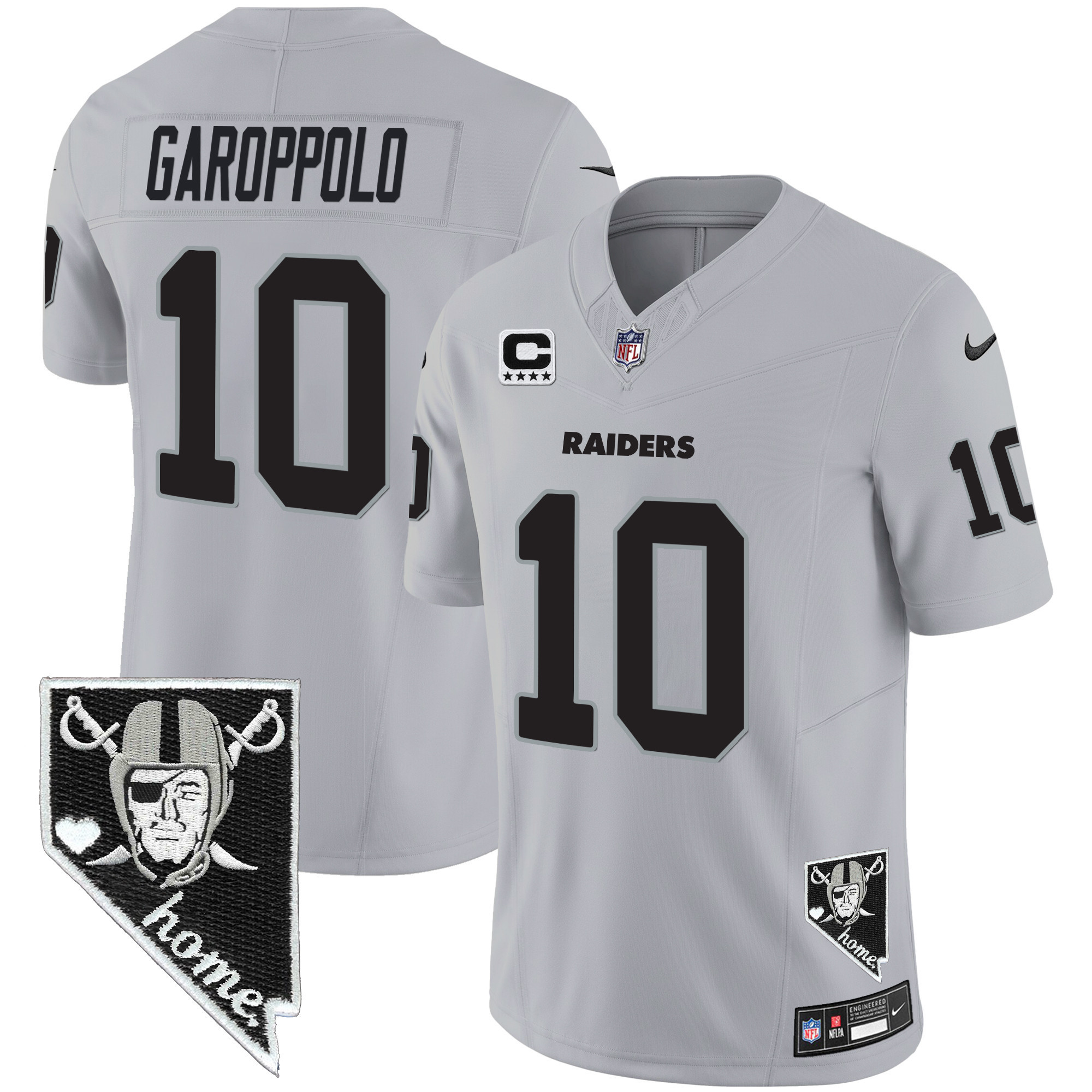 Hunk Wear - Jimmy Garoppolo Men's Las Vegas Raiders Nevada Home Patch Vapor Gray Jersey