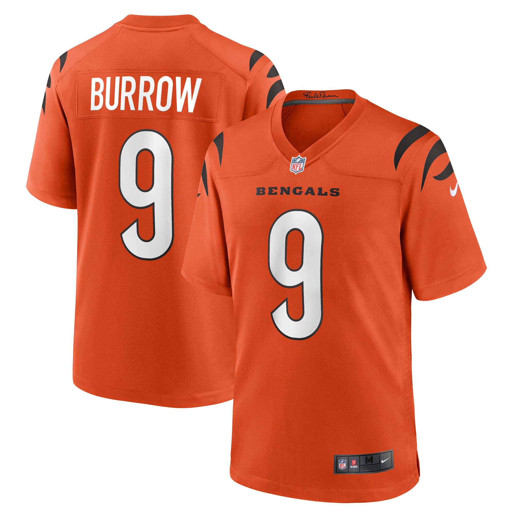 Hunk Wear - Joe Burrow Cincinnati Bengals Nike Game Jersey ' Orange