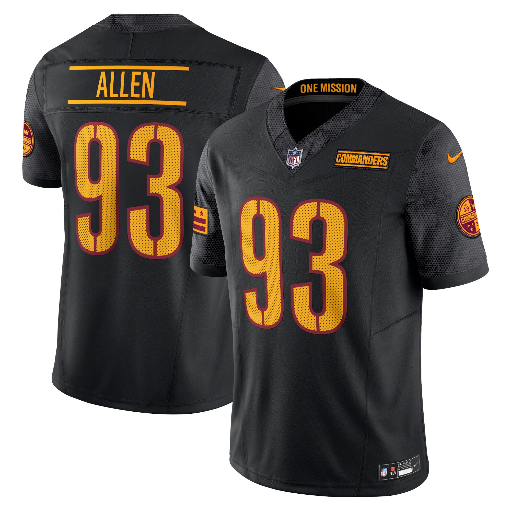 Hunk Wear - Jonathan Allen Washington Commanders Nike Alternate Vapor F.U.S.E. Limited Jersey ' Black