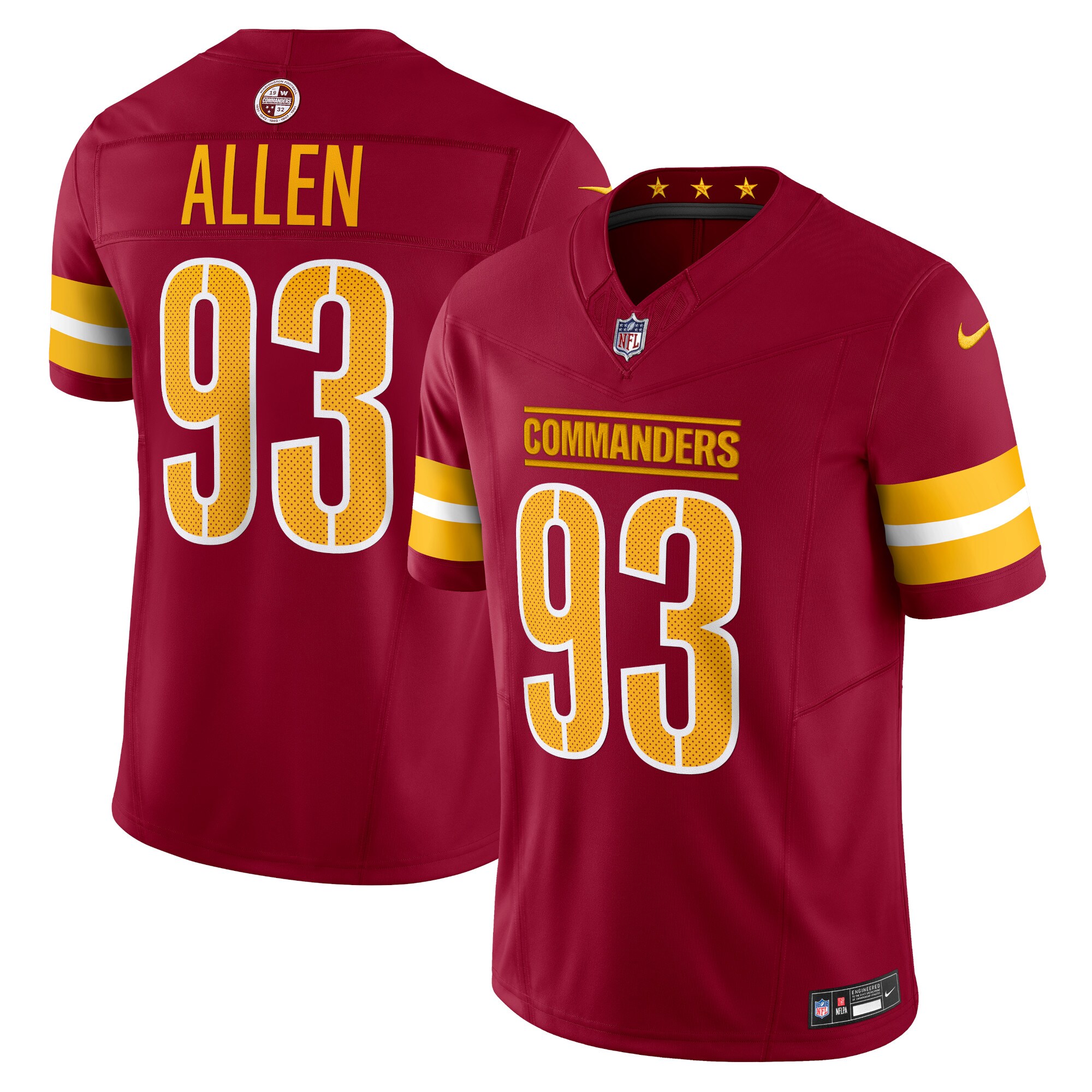 Hunk Wear - Jonathan Allen Washington Commanders Nike Vapor F.U.S.E. Limited Jersey ' Burgundy