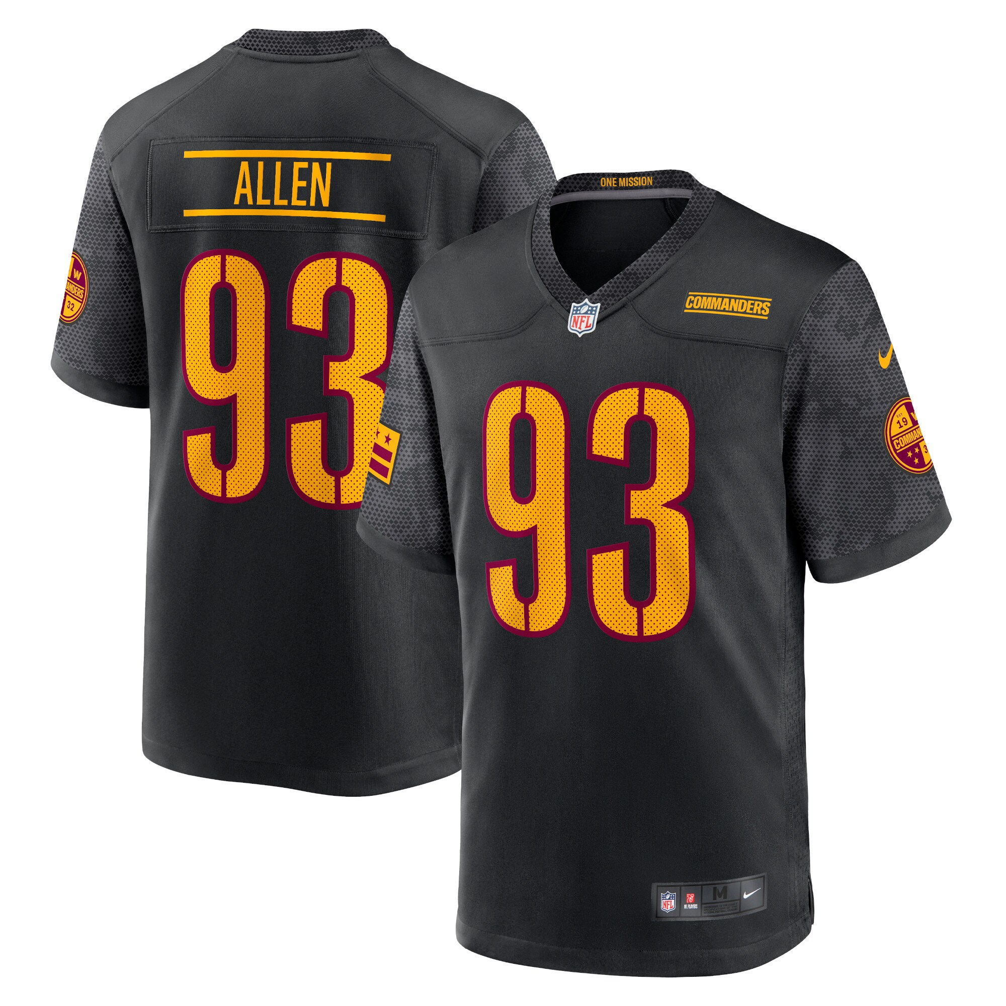 Hunk Wear - Jonathan Allen Washington Commanders Nike Youth Game Jersey ' Black
