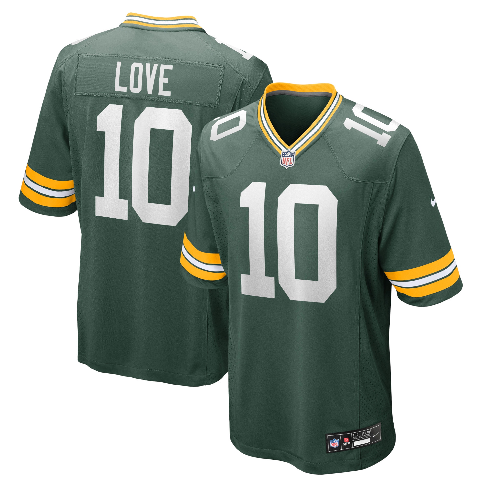 Hunk Wear - Jordan Love Green Bay Packers Nike Player Game Jersey ' Green