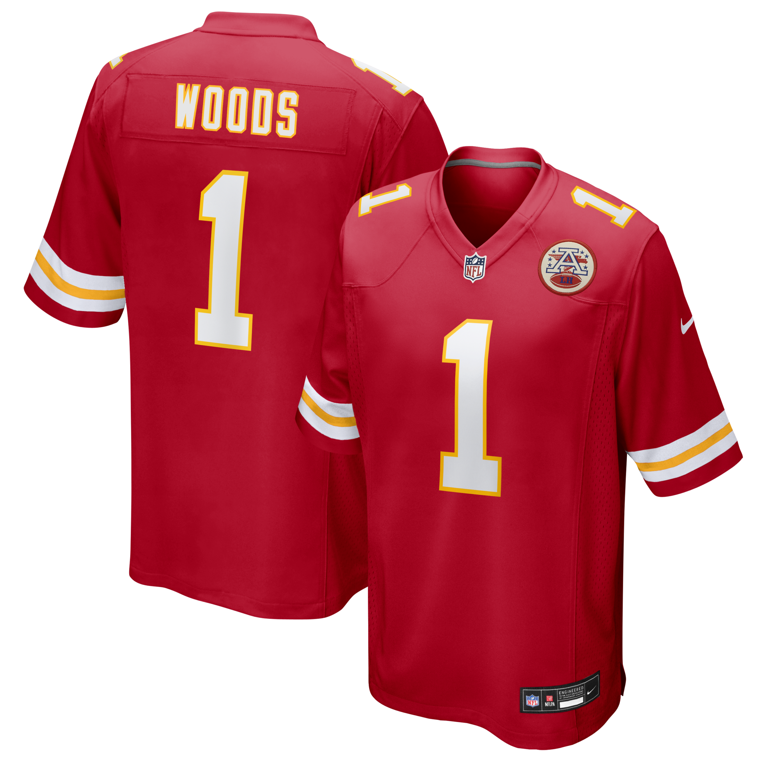 Hunk Wear - Kansas City Chiefs Peter Woods 2026 NFL Draft First Round Pick No. 29 Team Game Jersey ' Red