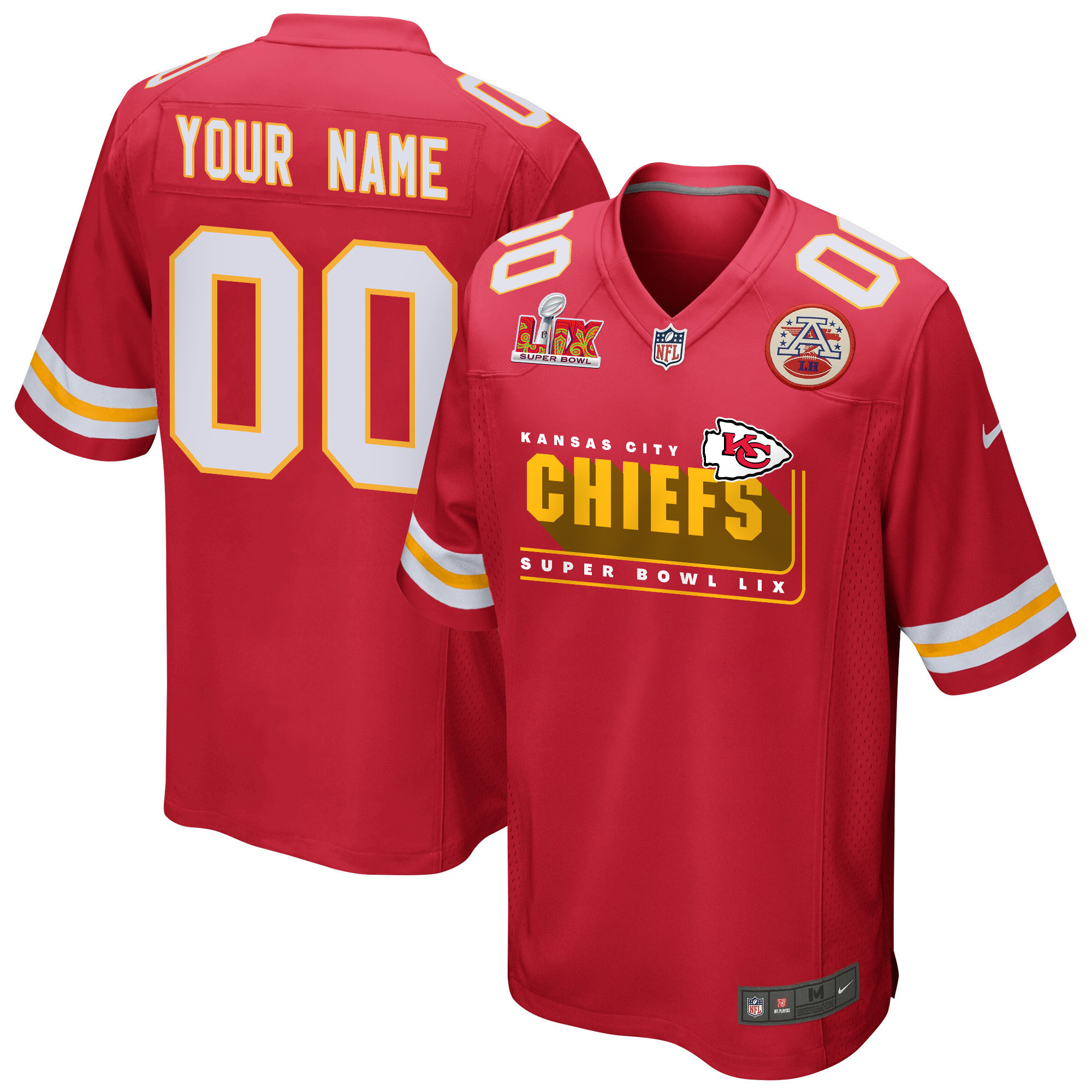 Hunk Wear - Kansas City Chiefs Super Bowl LIX Champions Big Chiefs Game Men Custom Jersey ' Red