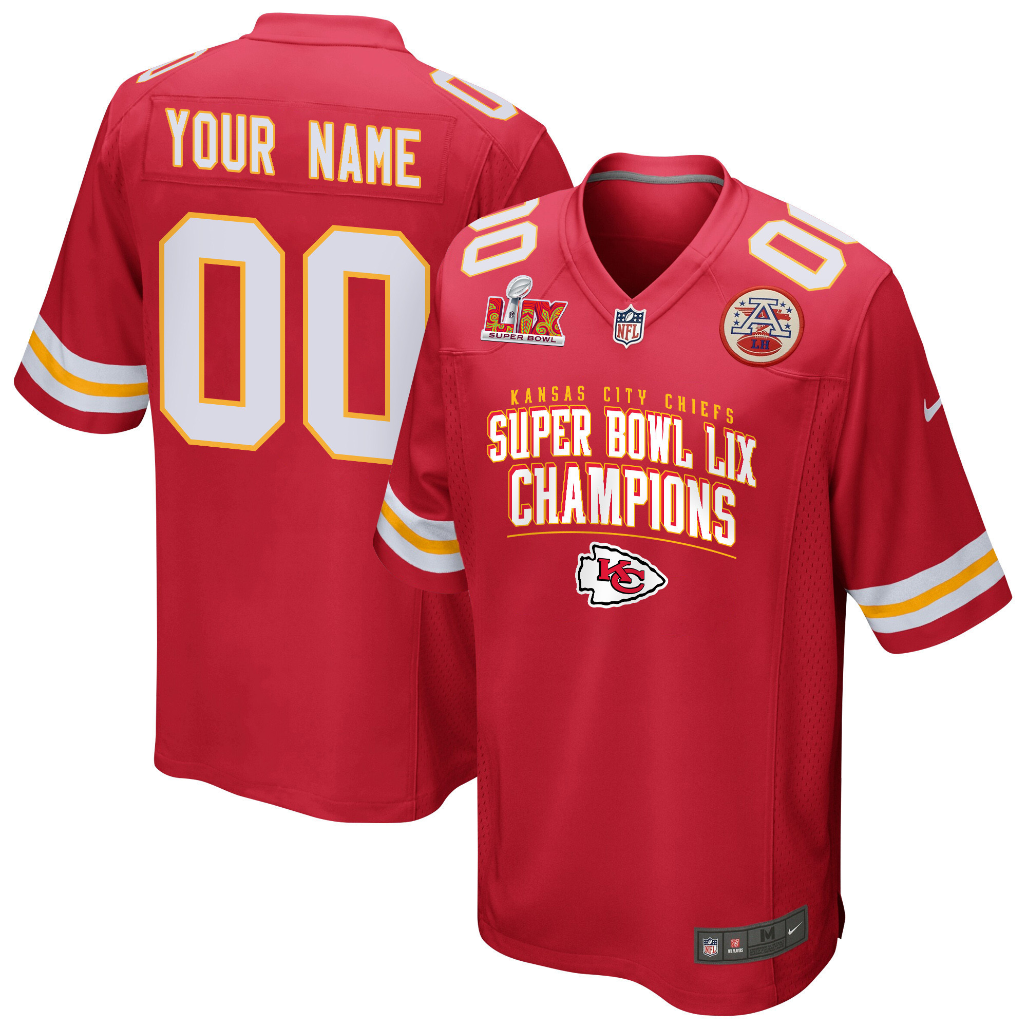 Hunk Wear - Kansas City Chiefs Super Bowl LIX Champions V2 Game Men Custom Jersey ' Red