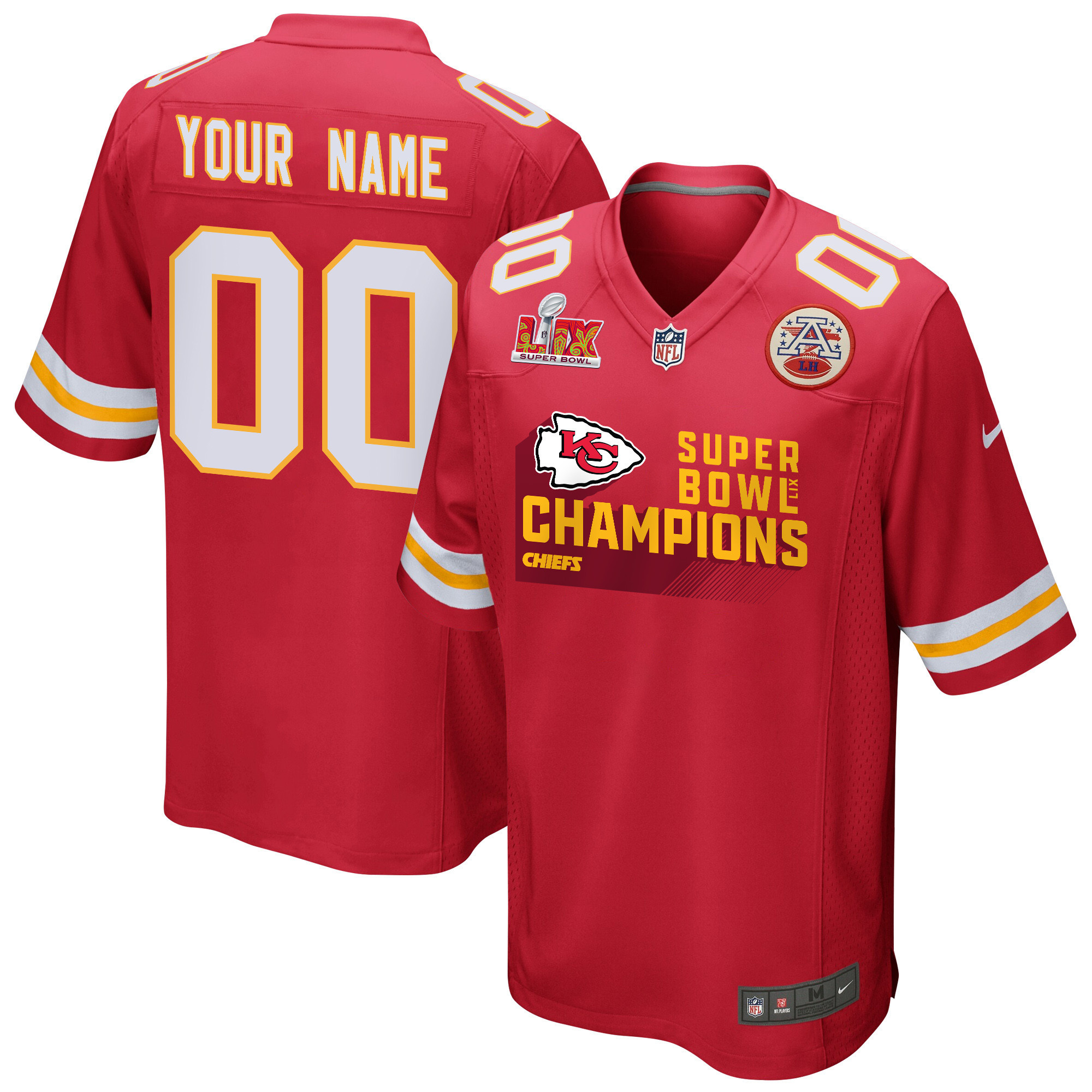 Hunk Wear - Kansas City Chiefs Super Bowl LIX Champions V4 Game Men Custom Jersey ' Red