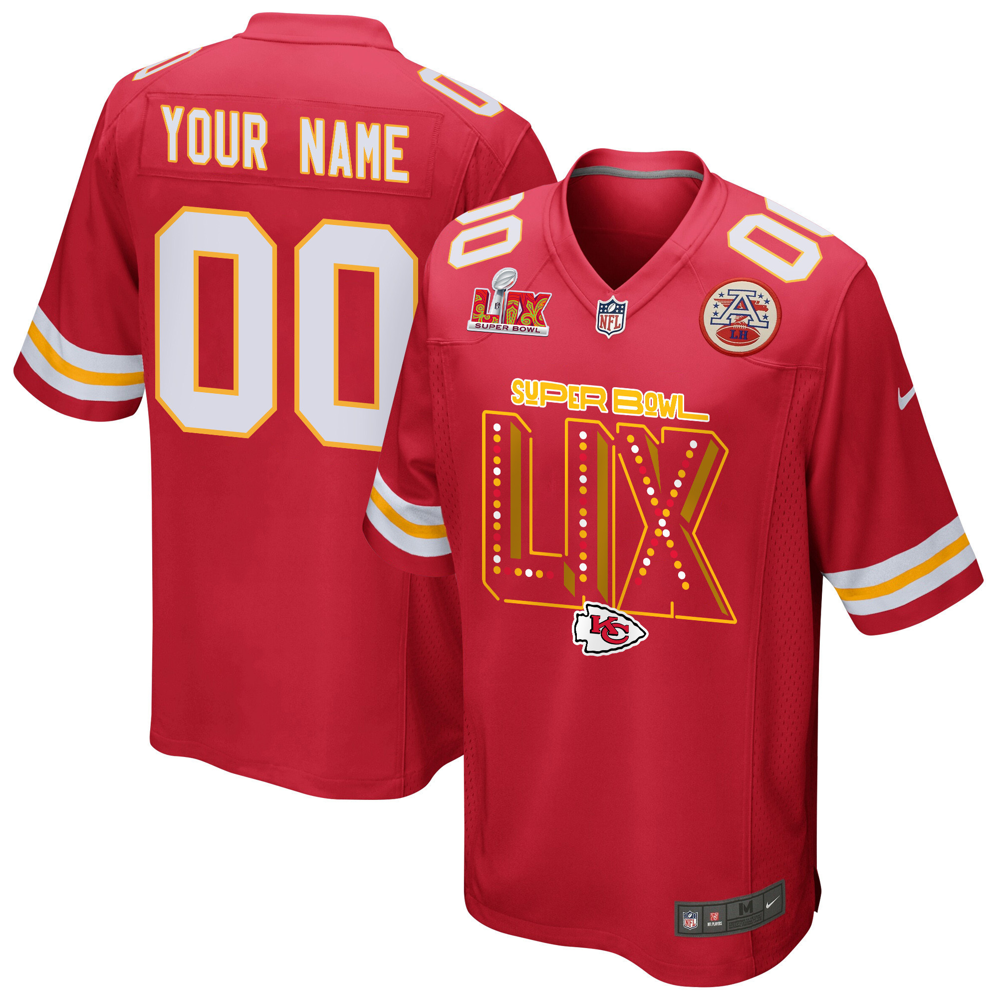Hunk Wear - Kansas City Chiefs Super Bowl LIX V2 Game Men Custom Jersey ' Red