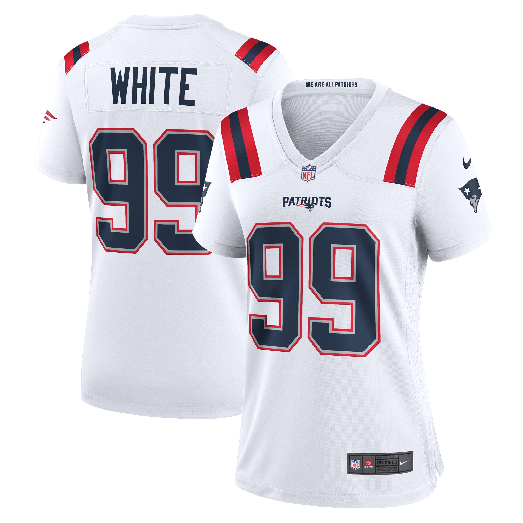Hunk Wear - Keion White New England Patriots Nike Women's Game Jersey ' White