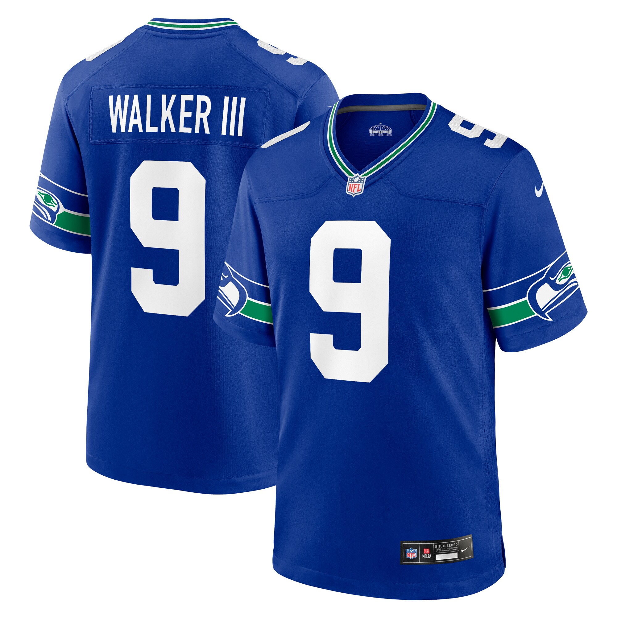 Hunk Wear - Kenneth Walker III Seattle Seahawks Nike Throwback Player Game Jersey ' Royal