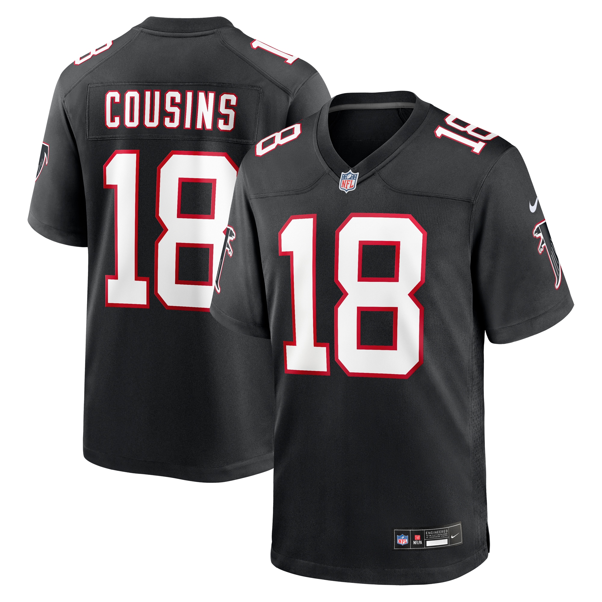 Hunk Wear - Kirk Cousins Atlanta Falcons Nike Alternate Game Player Jersey ' Black