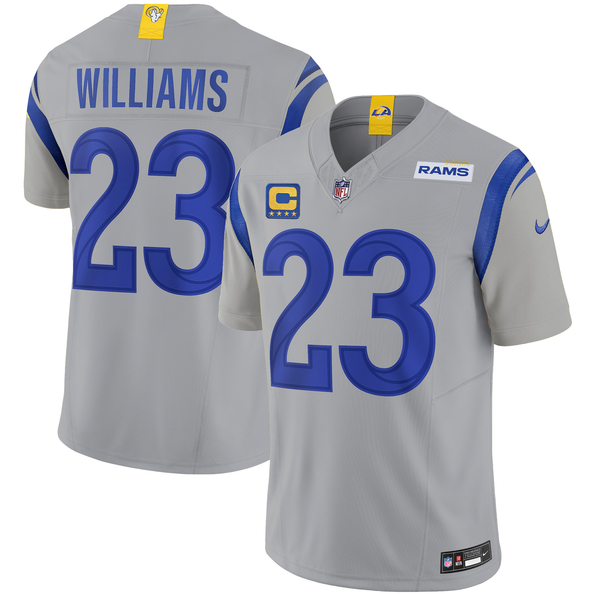 Hunk Wear - Kyren Williams Men's Los Angeles Rams Vapor Limited Gray Jersey