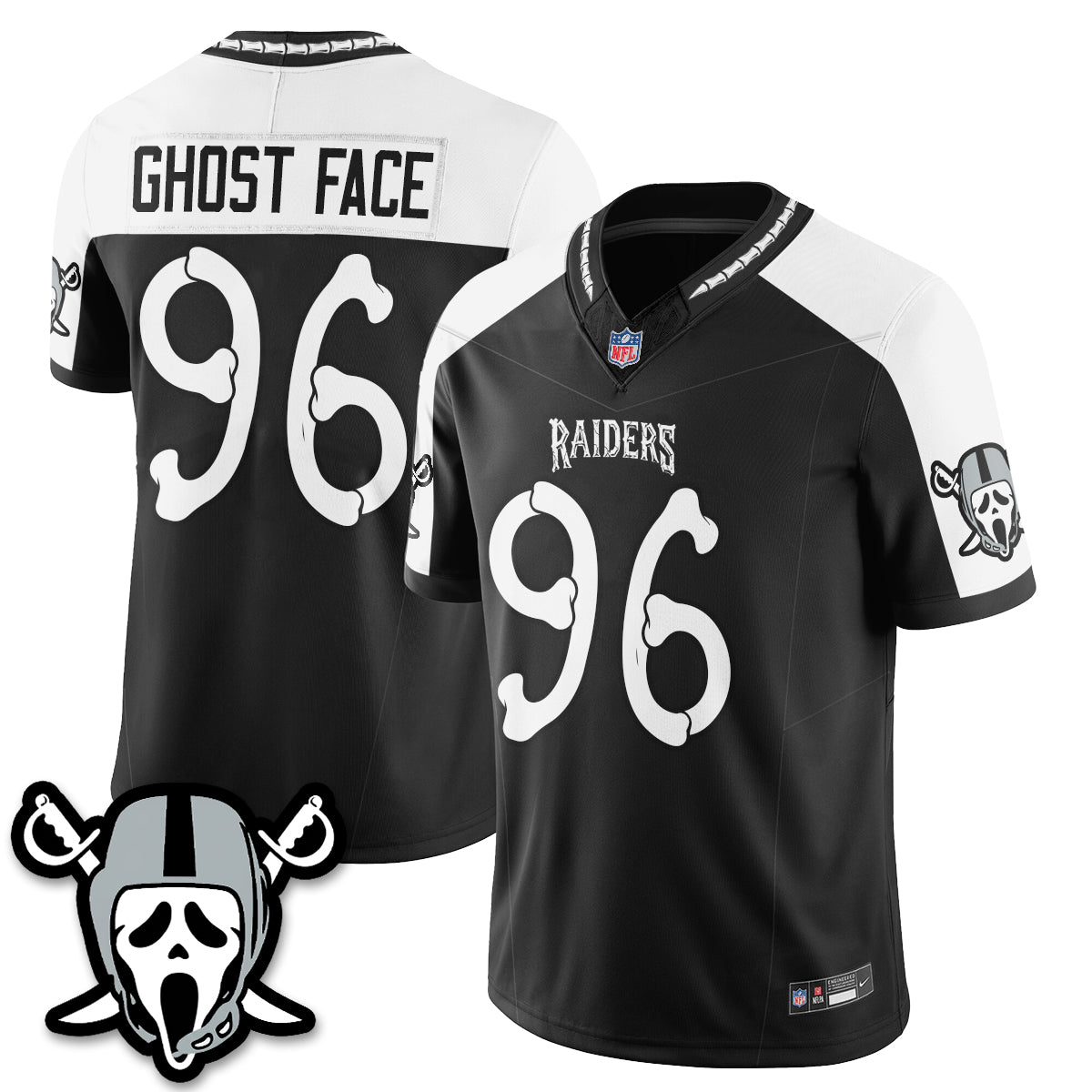 Hunk Wear - Las Vegas Raiders Ghost Face Ghost Face Edition Vapor Jersey ' All Stitched ' Alternate