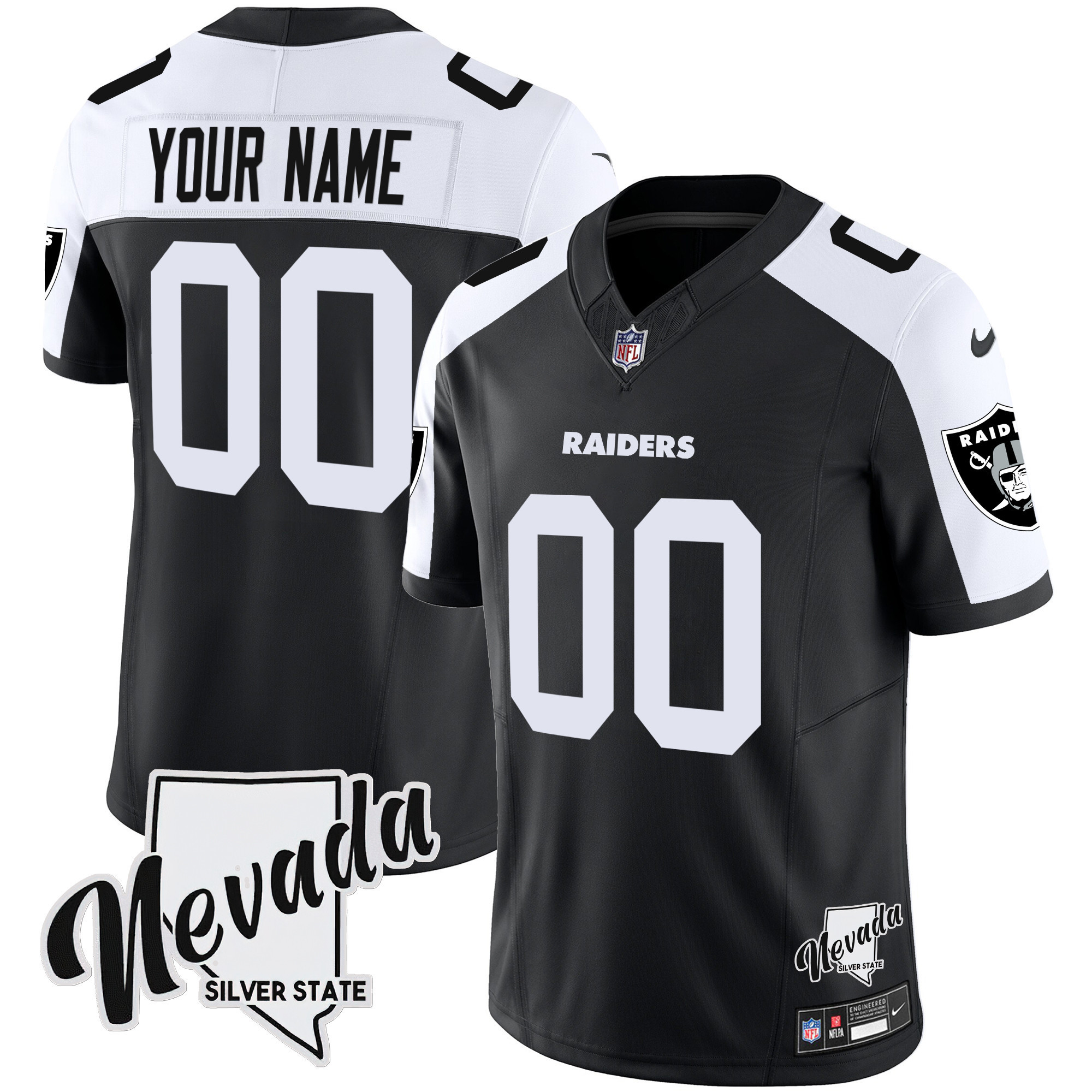 Hunk Wear - Las Vegas Raiders Nevada Silver State Patch Vapor Custom Alternate Jersey