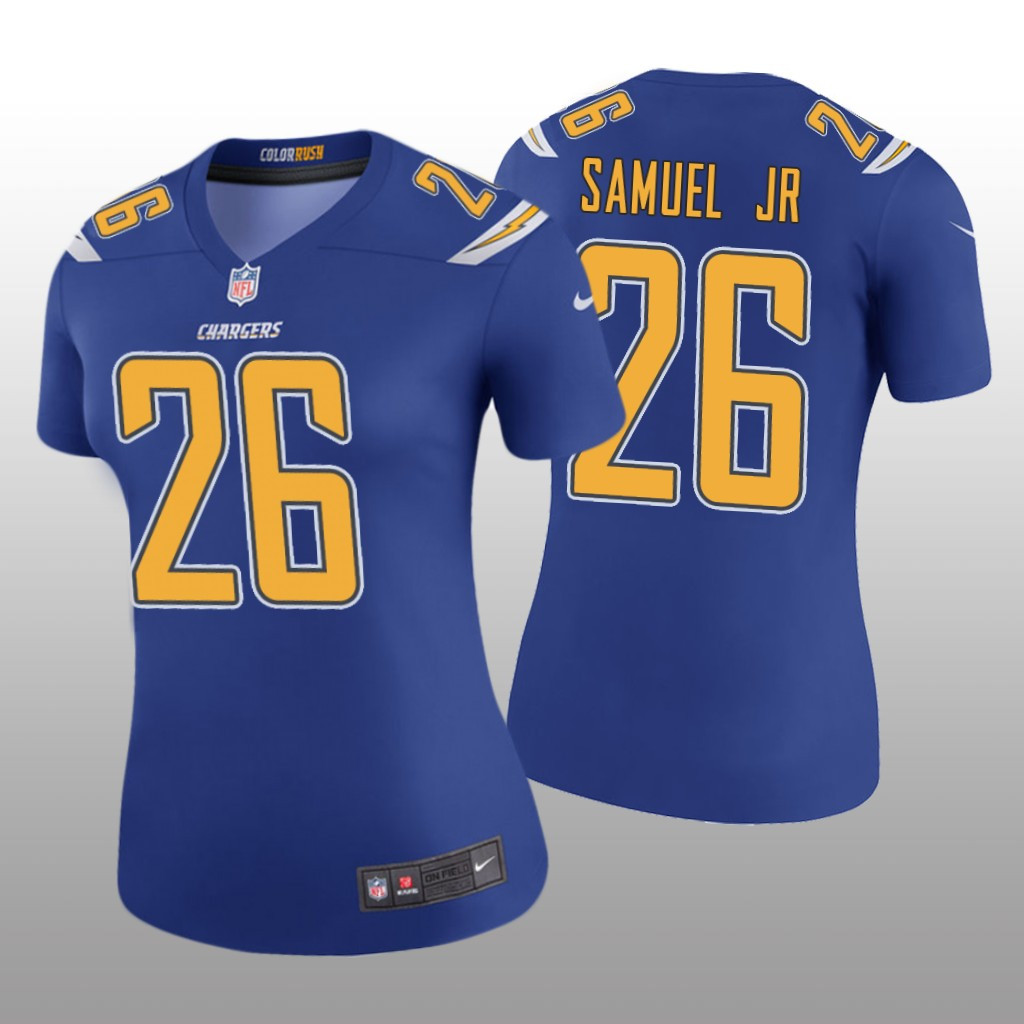 Hunk Wear - Los Angeles Chargers Asante Samuel Jr. Royal Jersey Color Rush Legend - Women's