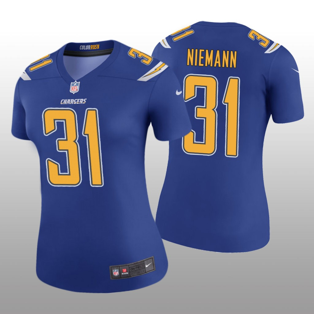 Hunk Wear - Los Angeles Chargers Nick Niemann Royal Jersey Color Rush Legend - Women's