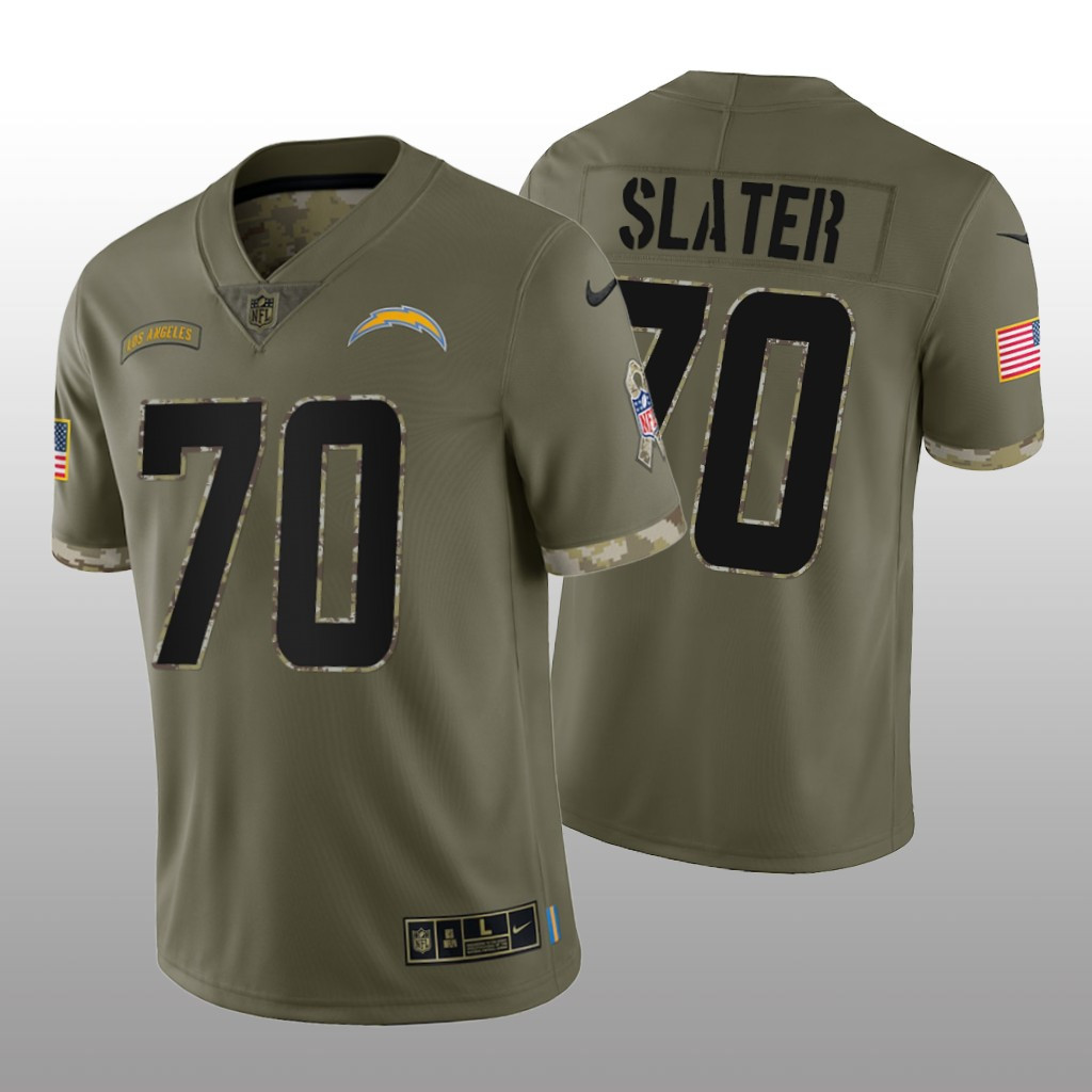 Hunk Wear - Los Angeles Chargers Rashawn Slater Olive Jersey Salute To Service - Men's