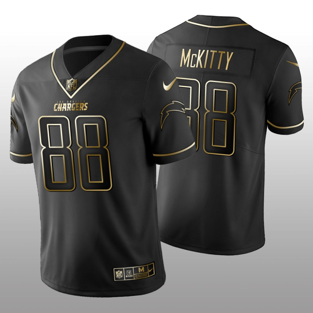 Hunk Wear - Los Angeles Chargers Tre' McKitty Black Jersey Golden Edition Men's